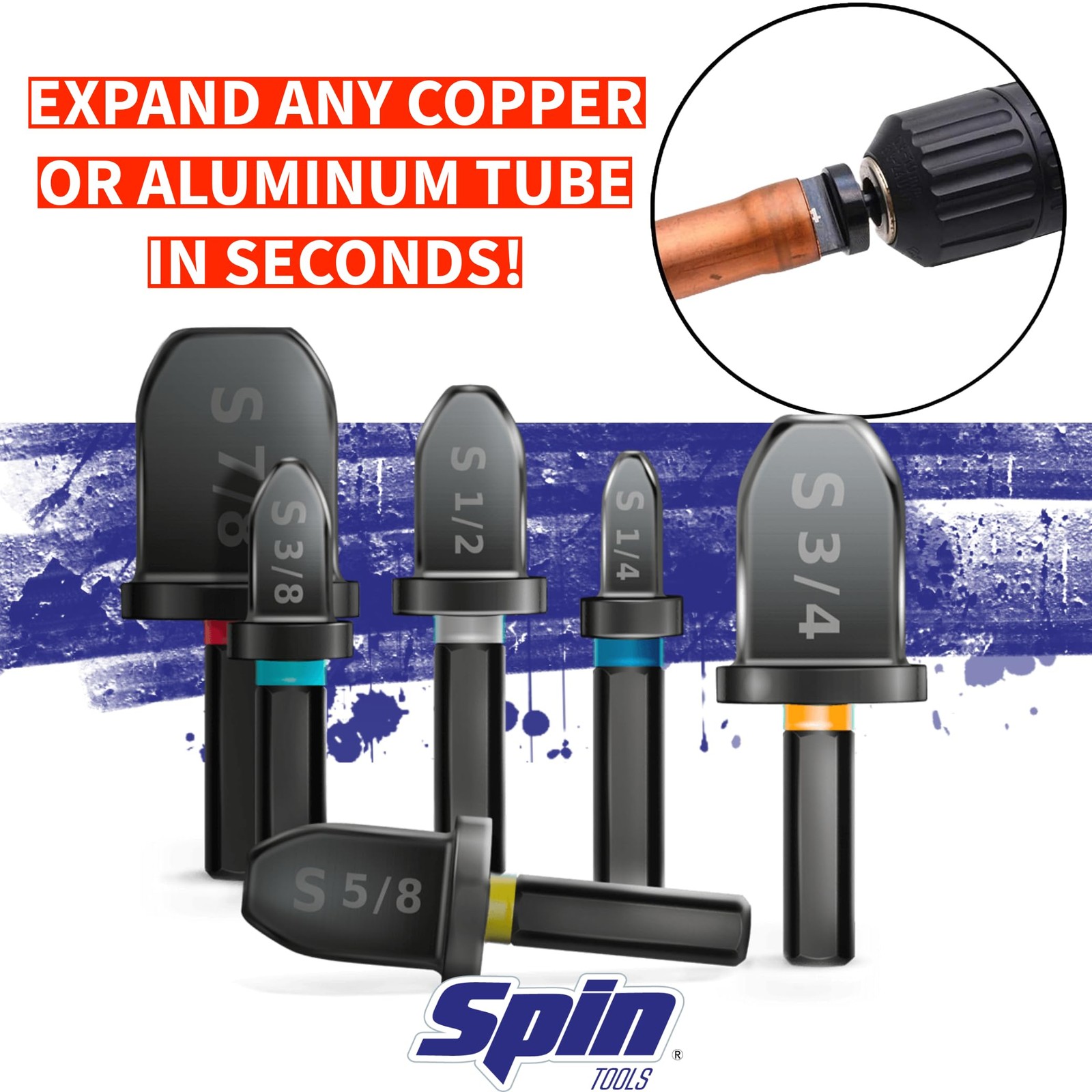 Spin S5000 5-Piece Drill Bit Swaging Tool Set 1/4 3/8 1/2 5/8 3/4-Inch