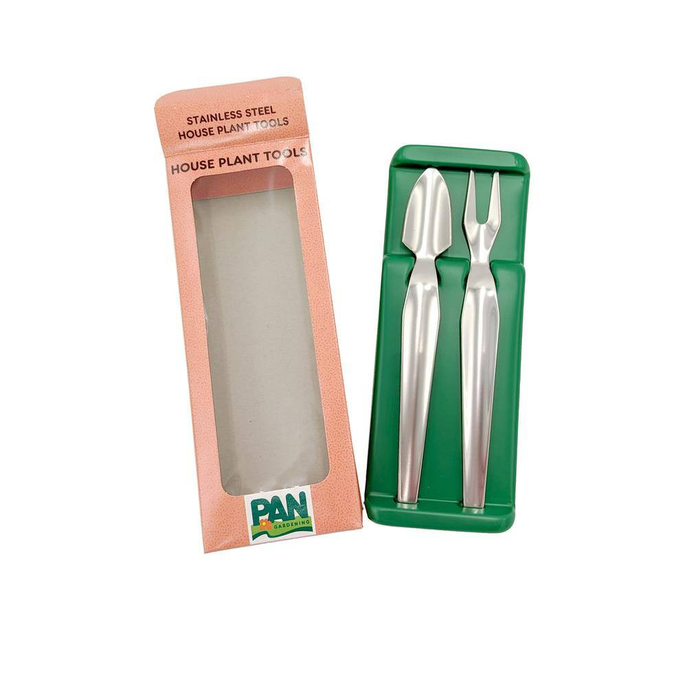 English Garden 7 In. Stainless Steel Mini Fork and Trowel Houseplant Tool Set