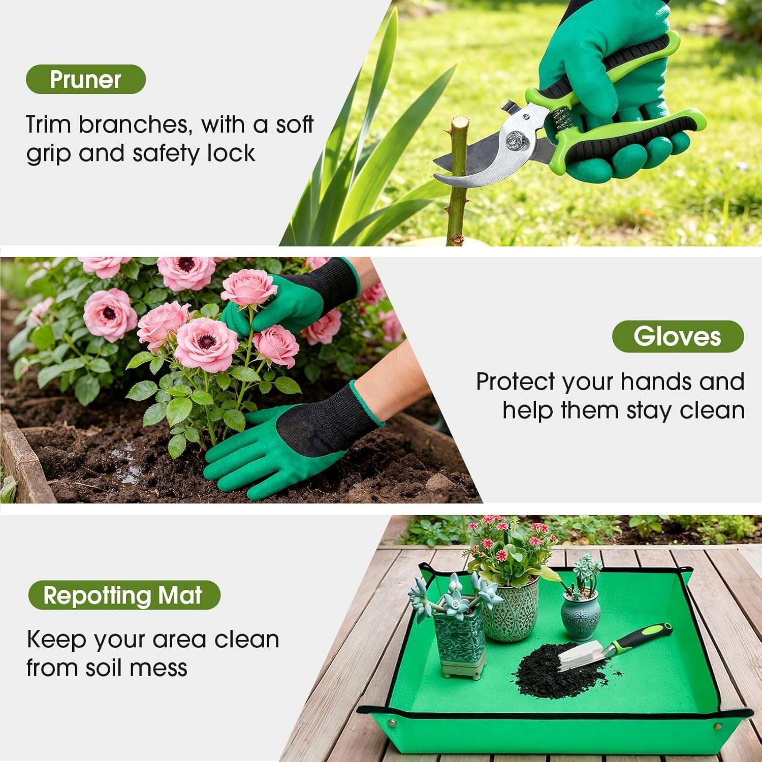 Rust Resistant Ergonomic Gardening Tools Set With Storage Tote Bag