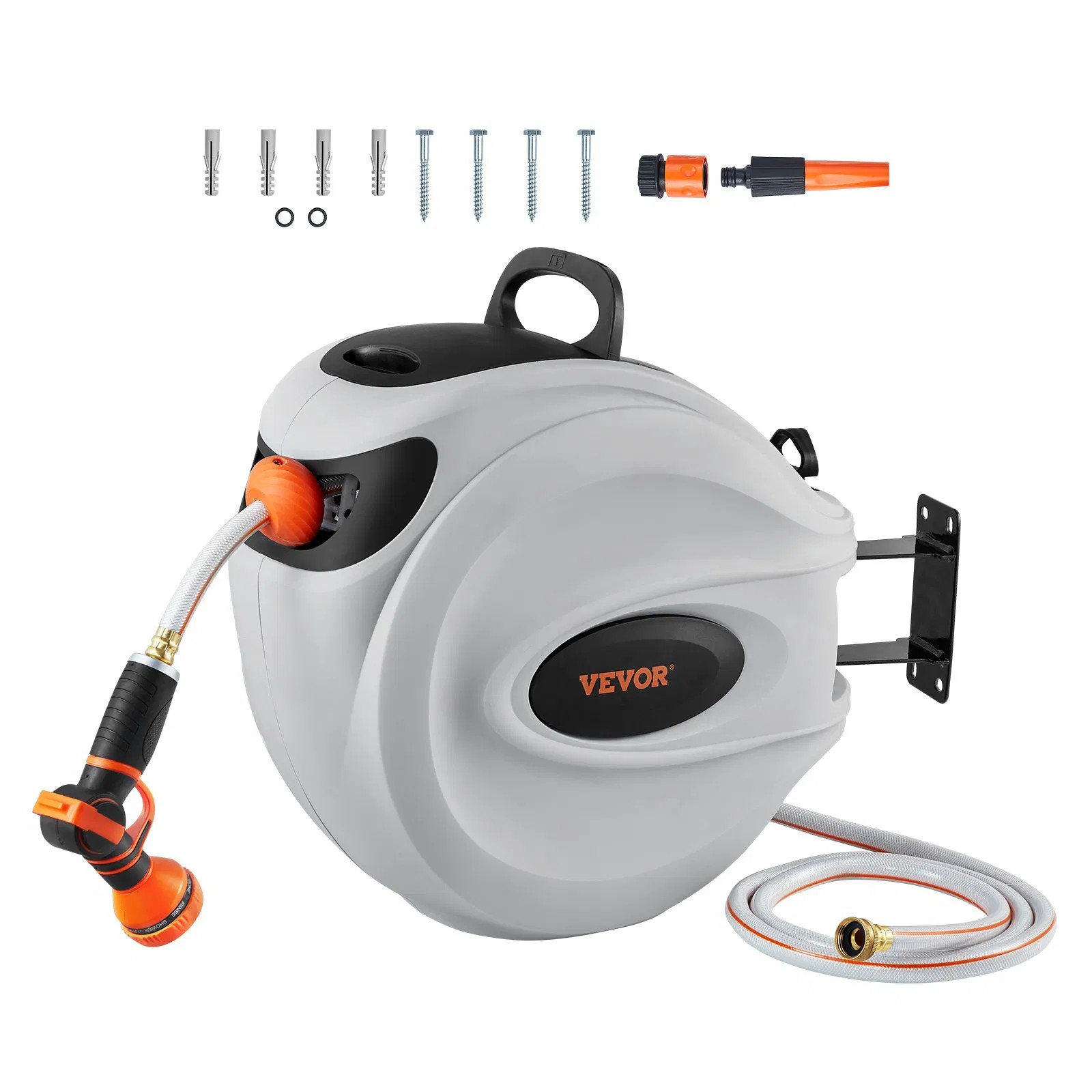 Retractable Hose Reel, 84 ft x 5/8 inch, 180° Swivel Bracket Wall-Mounted, Gard