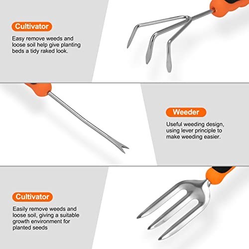 Gardening Tool Set 7 Piece Stainless Steel With Tote Bag Non Slip Grip Hand