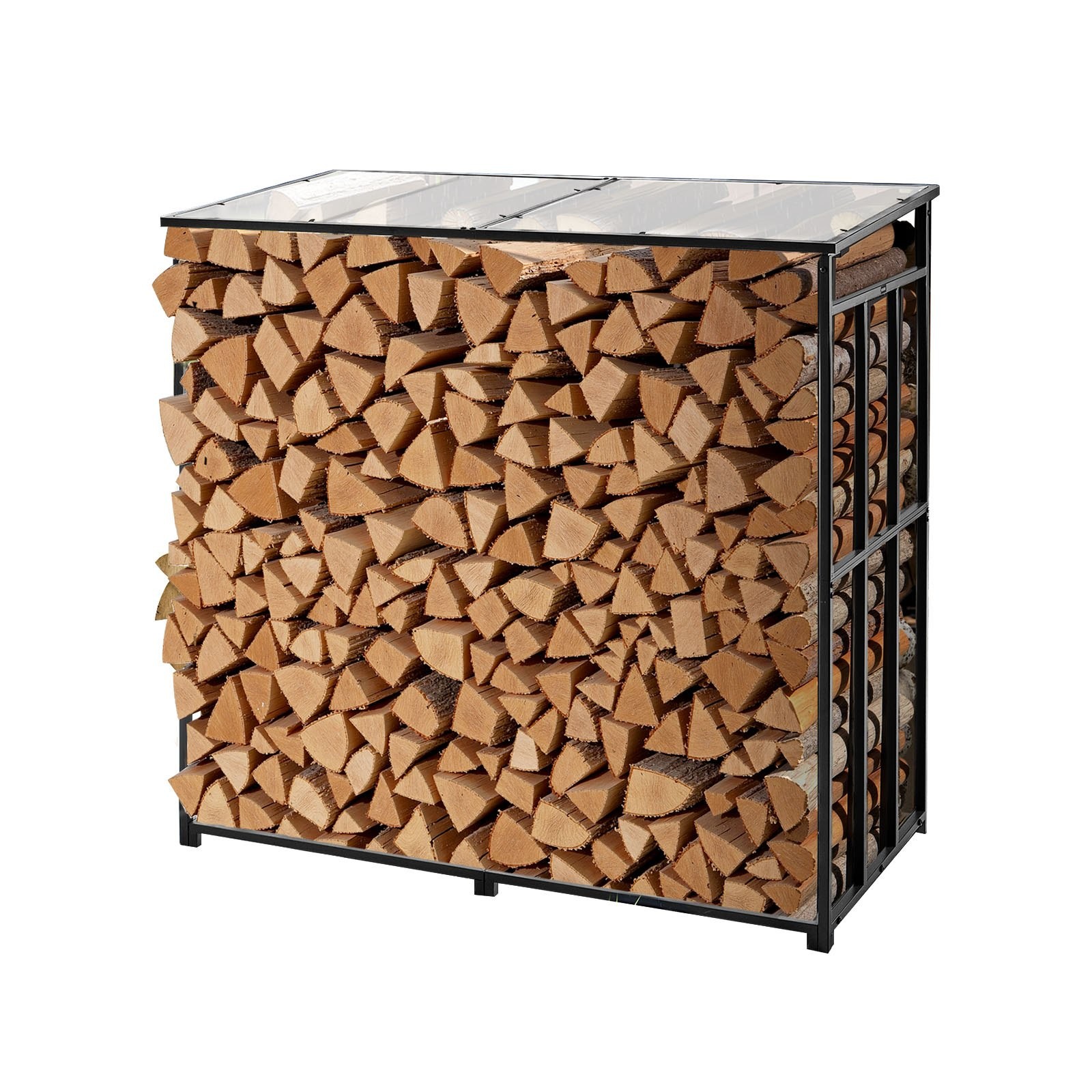 Firewood Rack with Sloped Roof,4 ft Outdoor Firewood Holder,1/4 Cord Log Storage