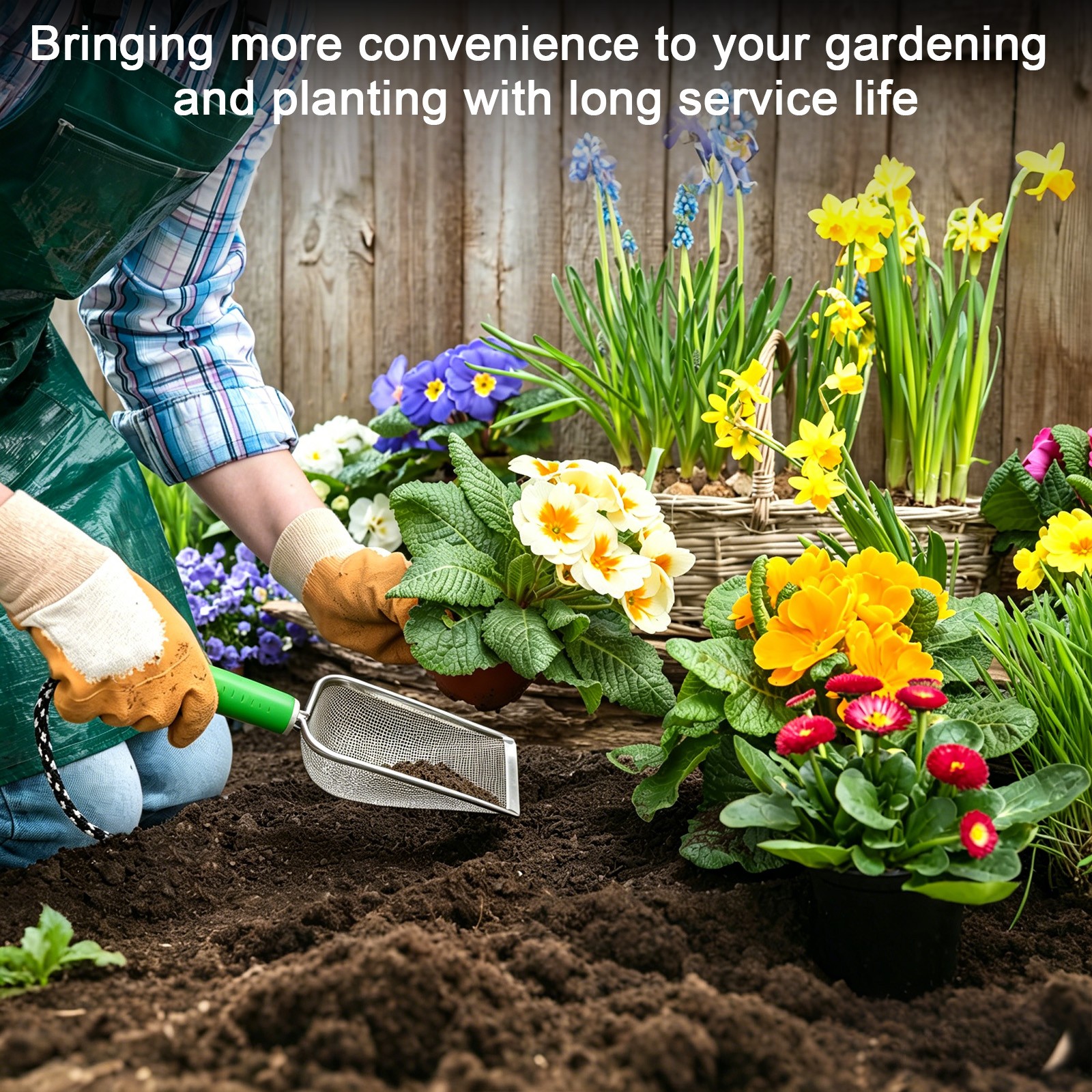 1 mm Mesh Stainless Steel Gardening Soil Sifter for Sand [White, Green]