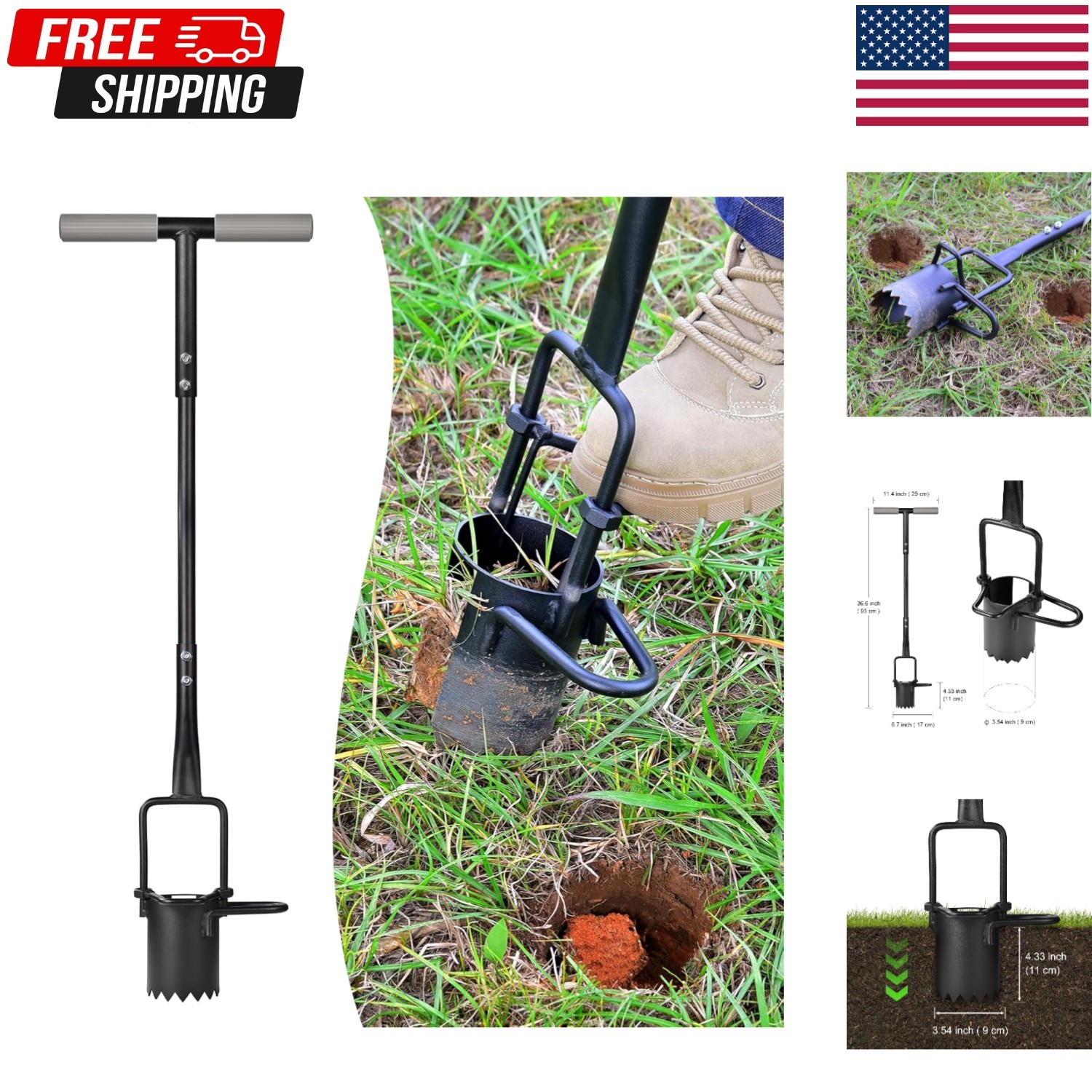 Sod Plugger, Bulb Planter with Long Handle and Serrated Base Garden Tool, Bul…