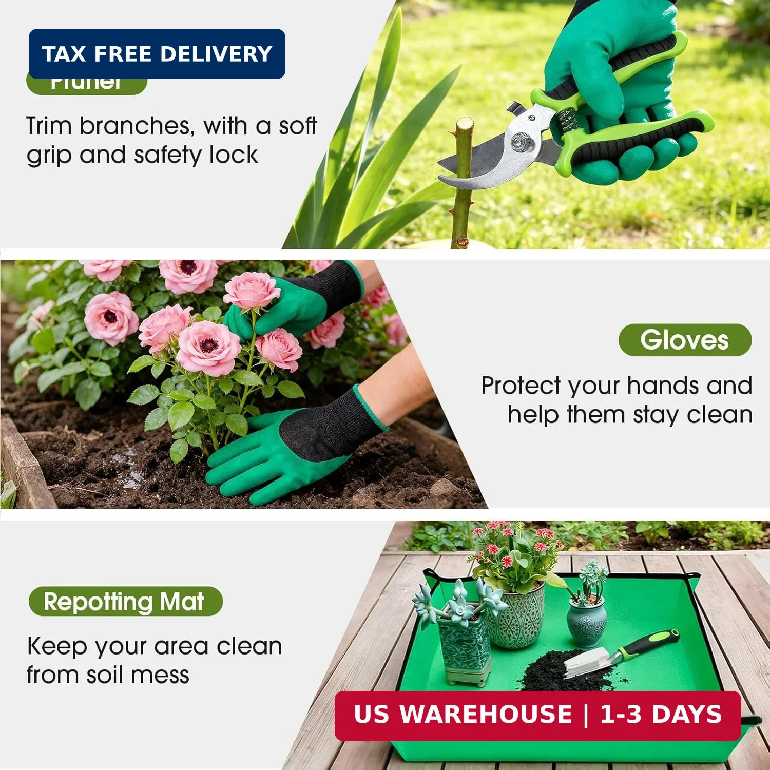 WOWBOX Garden Tools Set – 10 PCS, Heavy Duty Gardening Hand Tools Kit with Stora