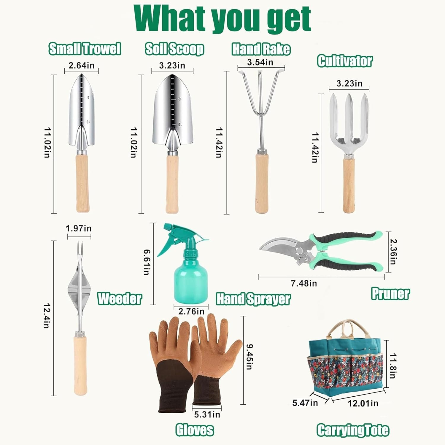 Gardening Tools – 10 Pcs Garden Tool Set Heavy Duty Stainless Steel Garden Suppl