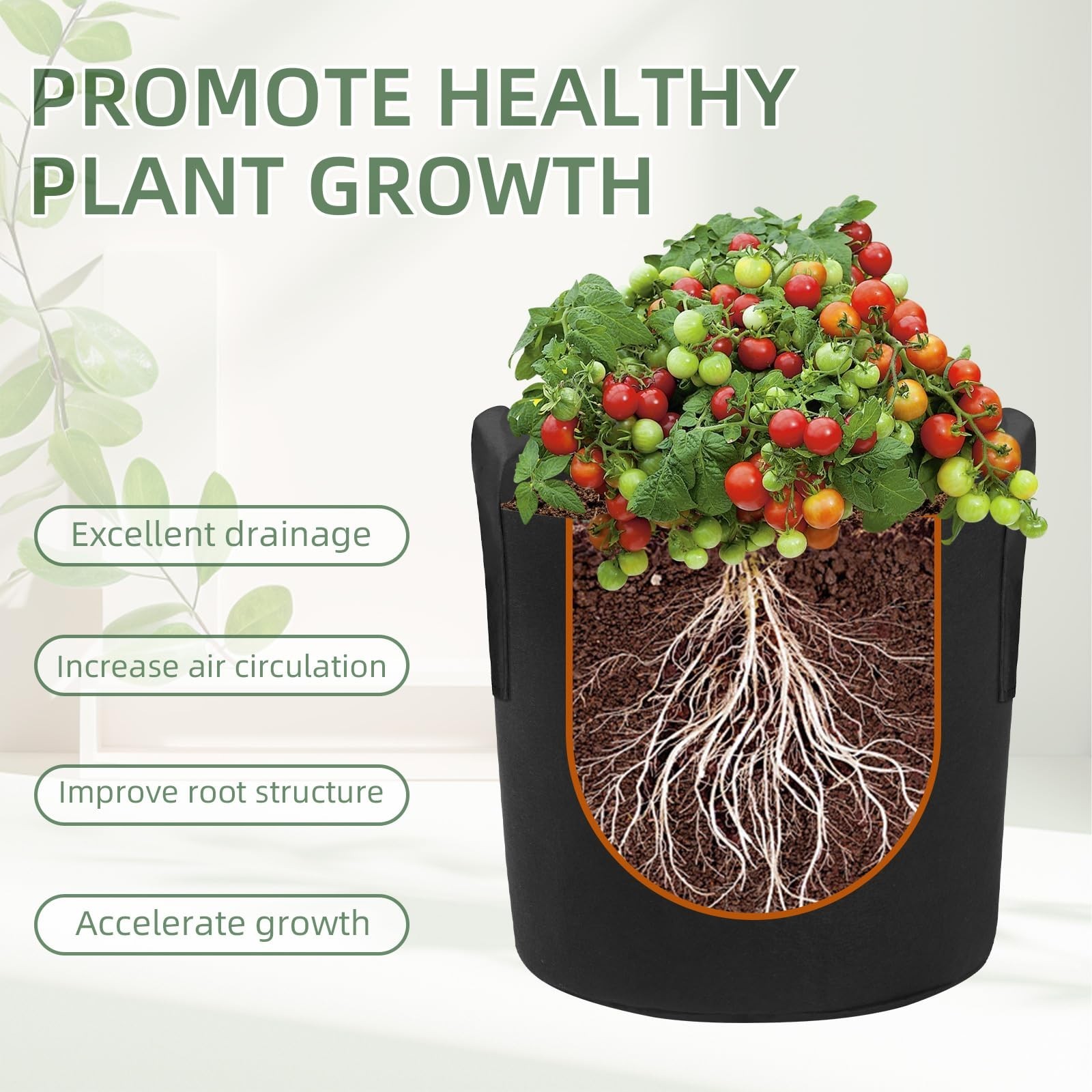 LITLANDSTAR 7 Pack Black Grow Bags, Thickened Nonwoven Plant Fabric Pots with…