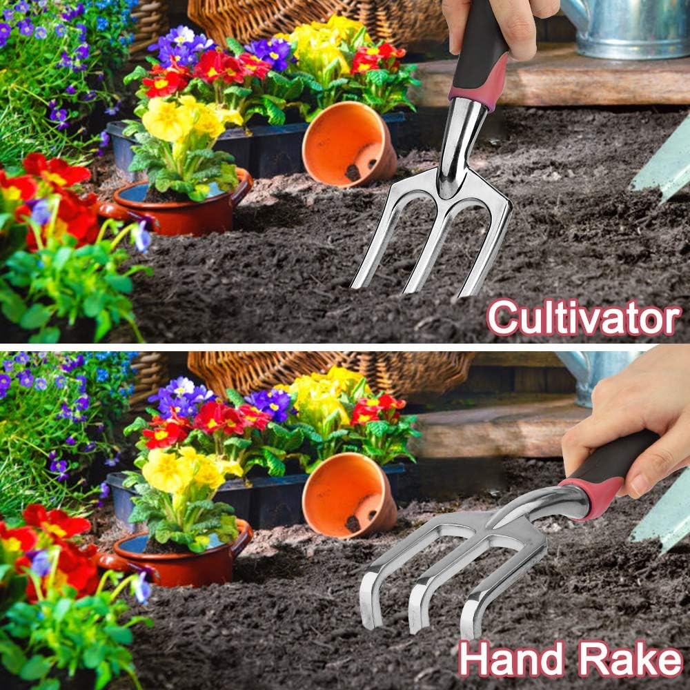 Home Garden Tools Set 30 Piece Stainless Steel Gardening Kit with Vintage Bag