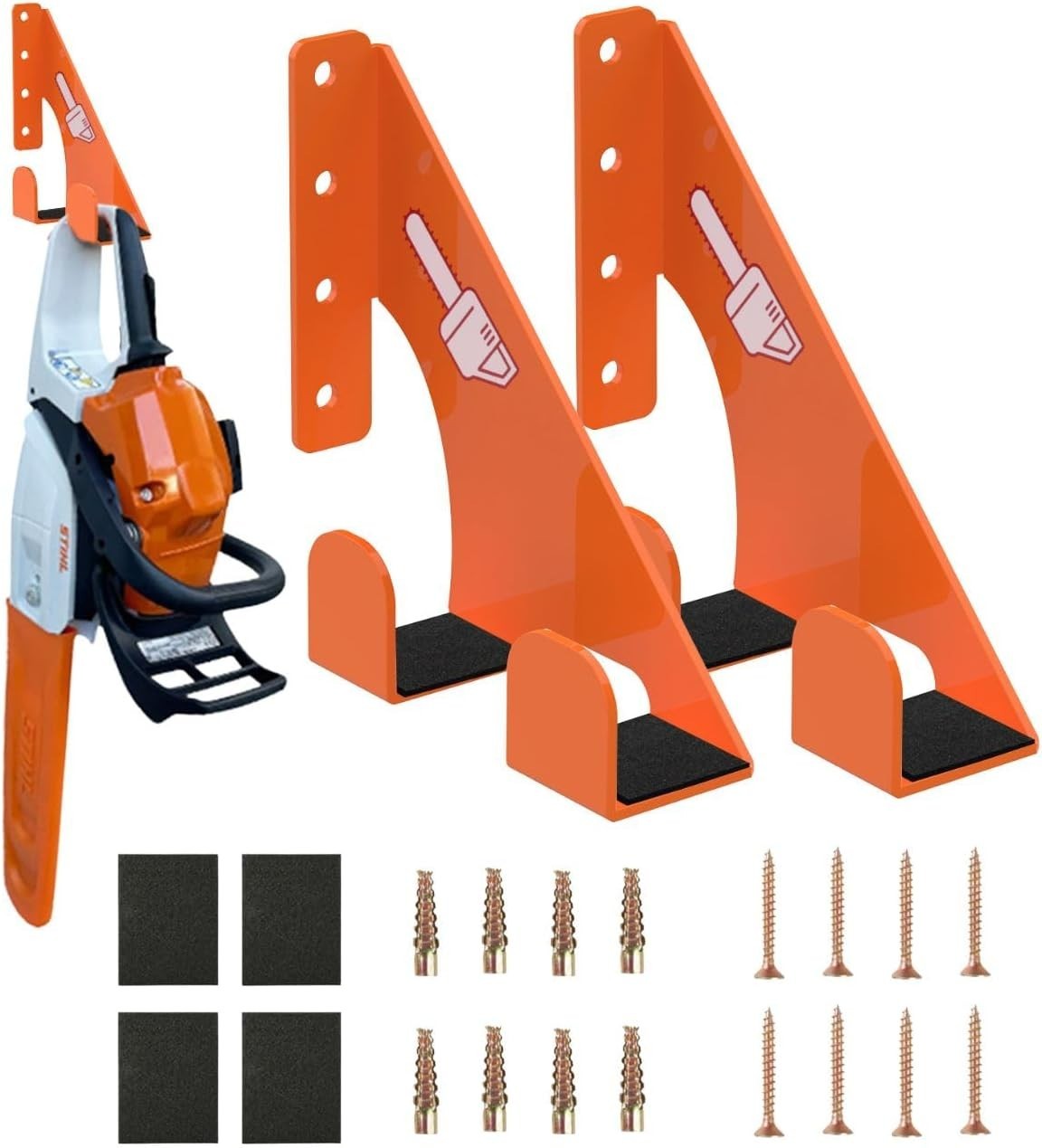 Weedeater Rack & Snow Shovel Hanger 4 Pack 180LB Heavy-Duty Alloy Steel Wall