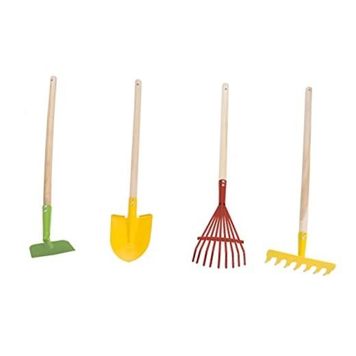 Kid’s Garden Tool Set with Child Safe Shovel, Rake, Hoe and Leaf Rake– 4 Tools