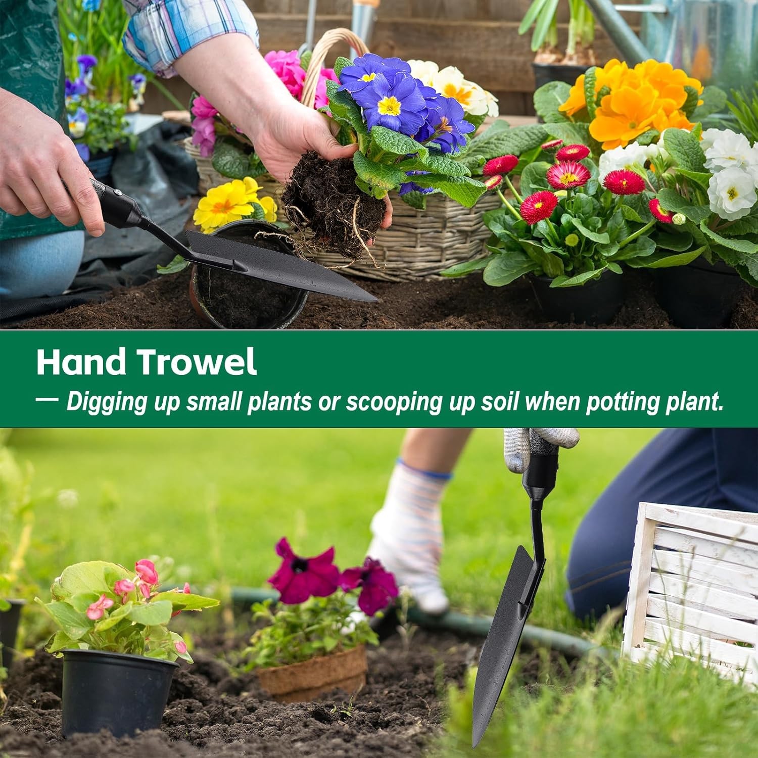 Garden Tools Set with Extension Handles, 5 Piece Thick Gardening Hand Tools