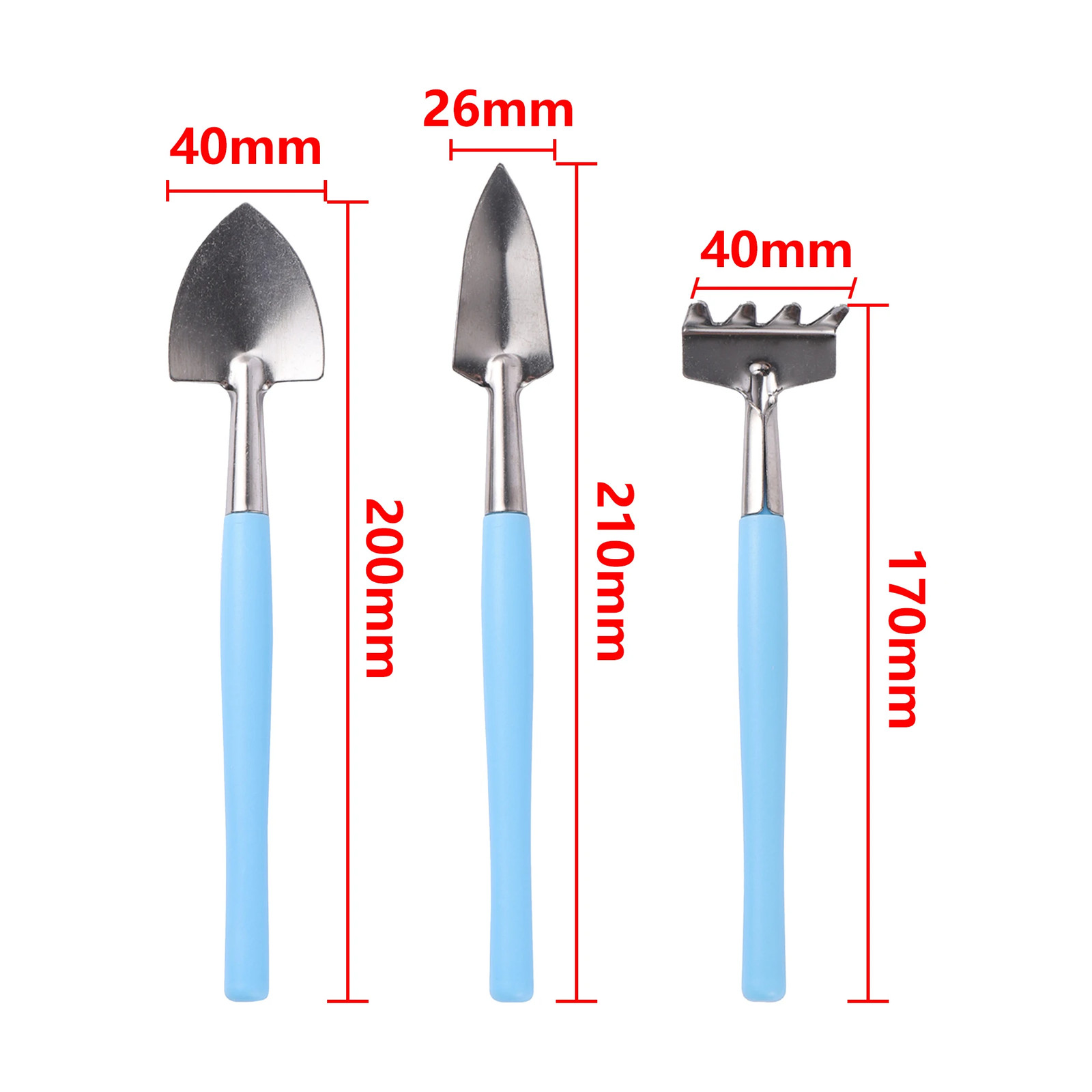 Mini Garden Tool Set – 3 Pcs Shovel Rake Spade for Plant Care and Weeding