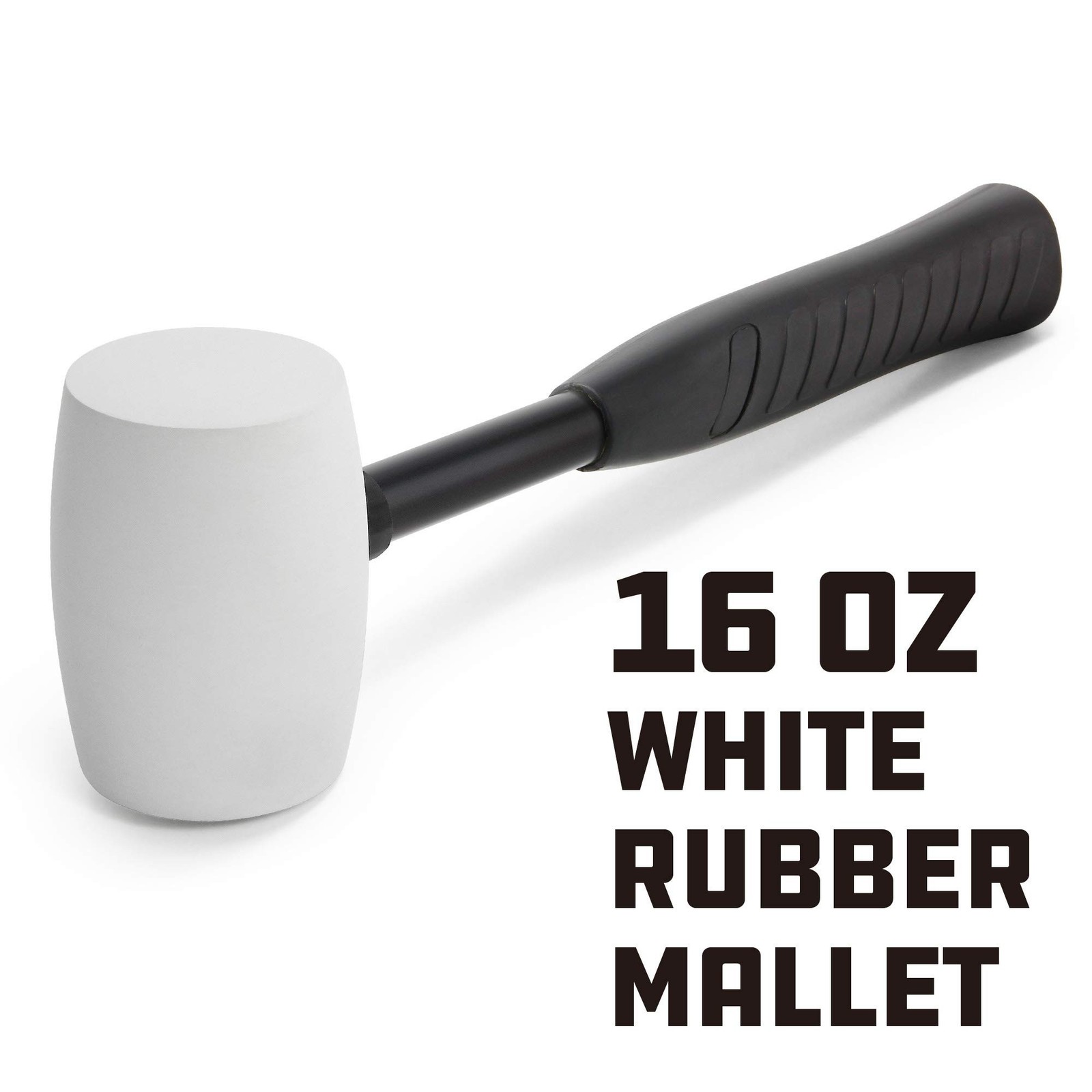 Powerbuilt 16-Ounce Rubber Mallet Hammer, Non-Slip Steel Handle Hand Tool, Wh…