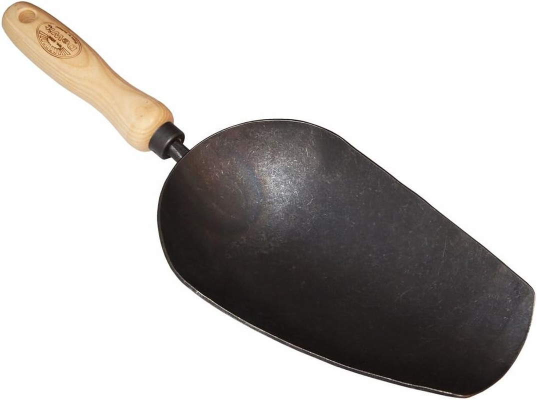 Heavy Duty Forged Scoop Trowel with Large Tempered Steel Blade and Ash Handle