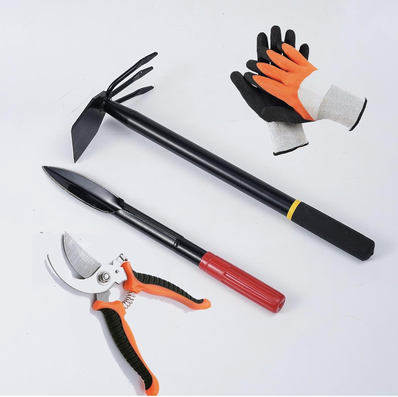 4PCS Garden Tools Set with 2-in-1 Tool Hoe/Cultivator Dual Head; Willow Leaf-…