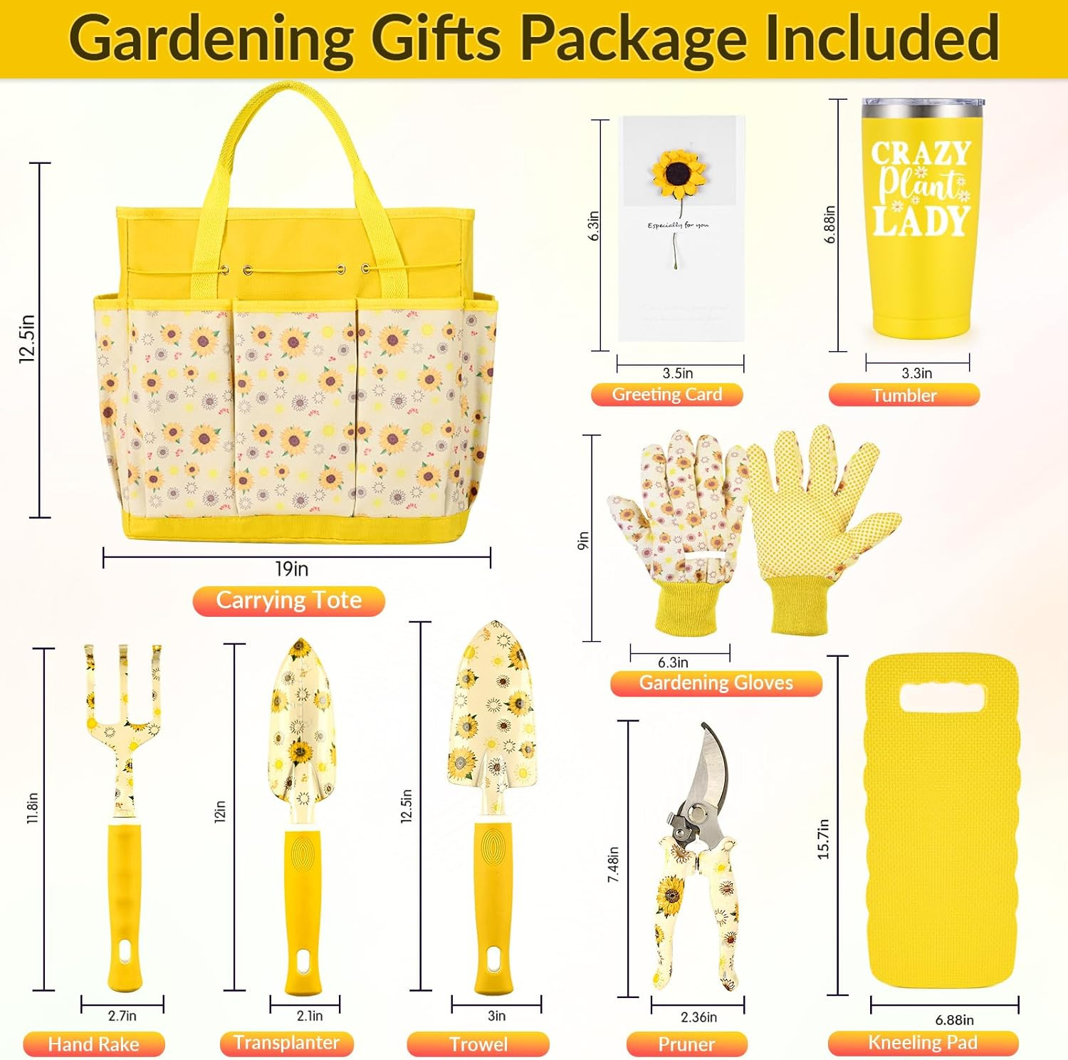 Gardening Gifts for Women, Gardening Tools for Women, 9 PCS Sunflower Garden Too