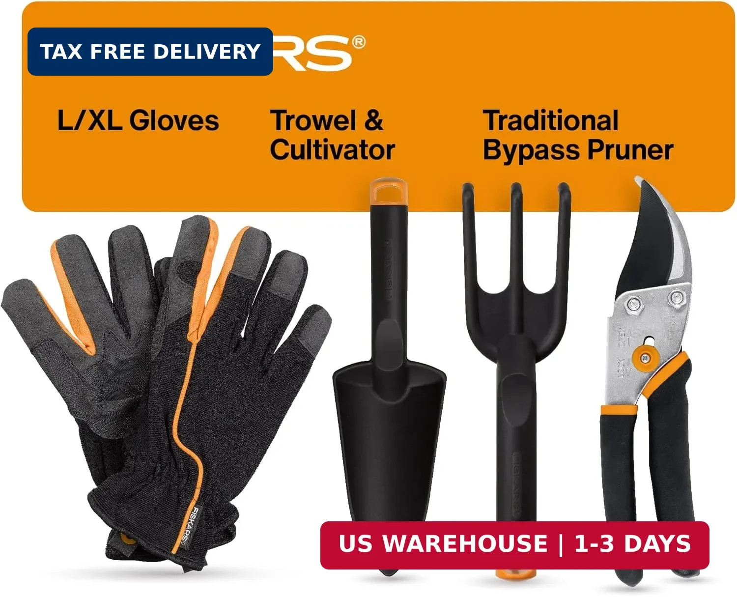 Fiskars 4-Piece House Plant Starter Tool Gift Set, Plant Care Accessories Set fo