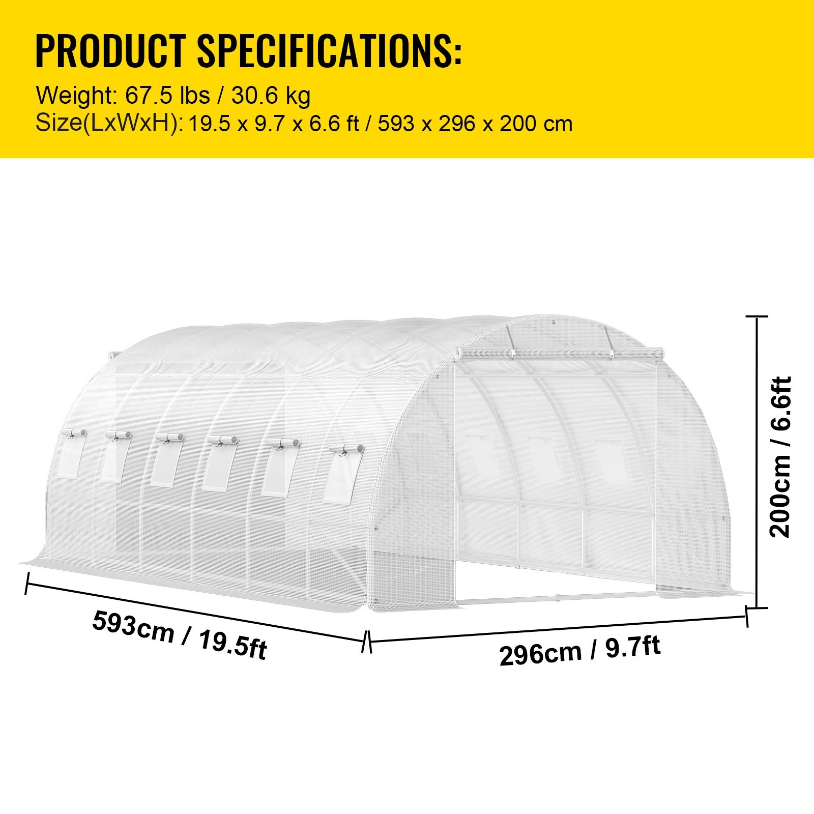 20 x 10 x 7 ft Walk-in Tunnel Greenhouse,Portable Plant Hot House with Galvanize