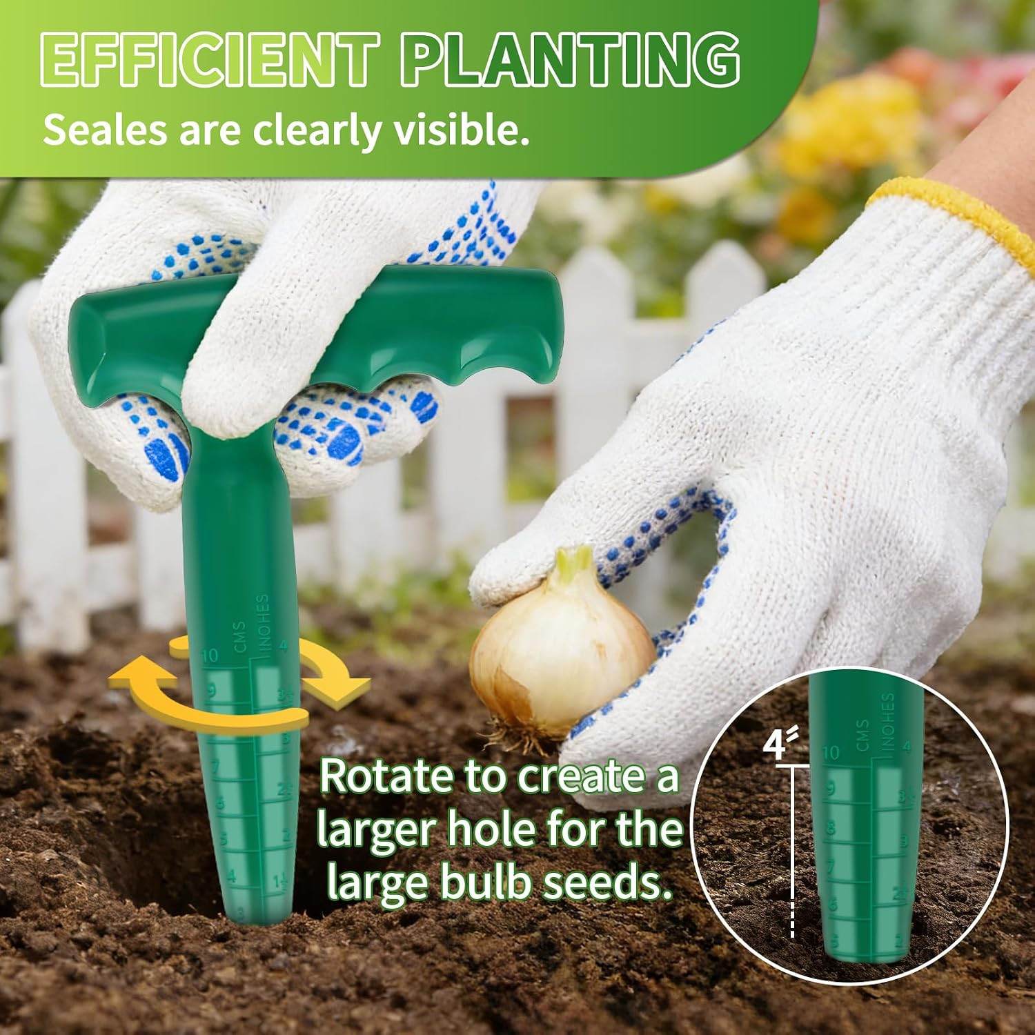 17Pcs Seed Planter Tool Kit, Garden Dibber with Scale, 5-Hole Seed Dispenser, Su