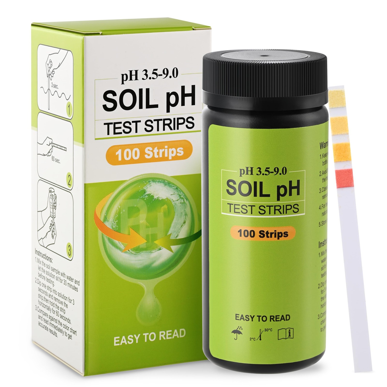 AAwipes Soil pH Test Kit (3.5-9 Range) 100 Strips Soil pH Tester for Acidity …