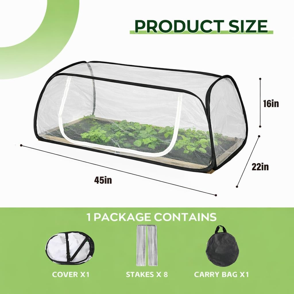 Kyrgeu Pop Up Raised Garden Bed Cover -45X22X18 Instant Plant Protection