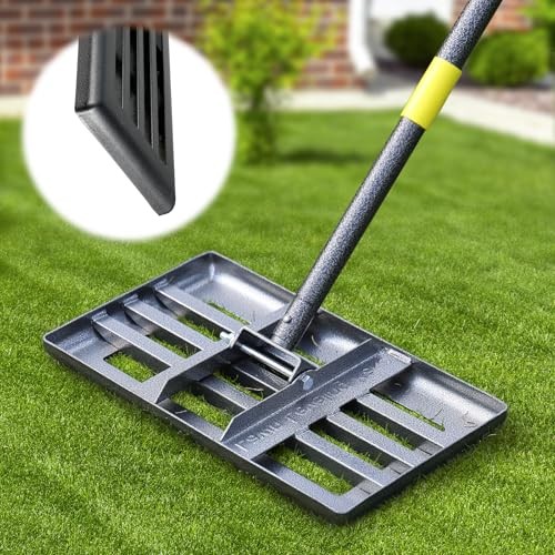 Lawn Leveling Rake: Anti Flipping 17″ x 10″ Stainless Steel Lawn Yellow – 5FT