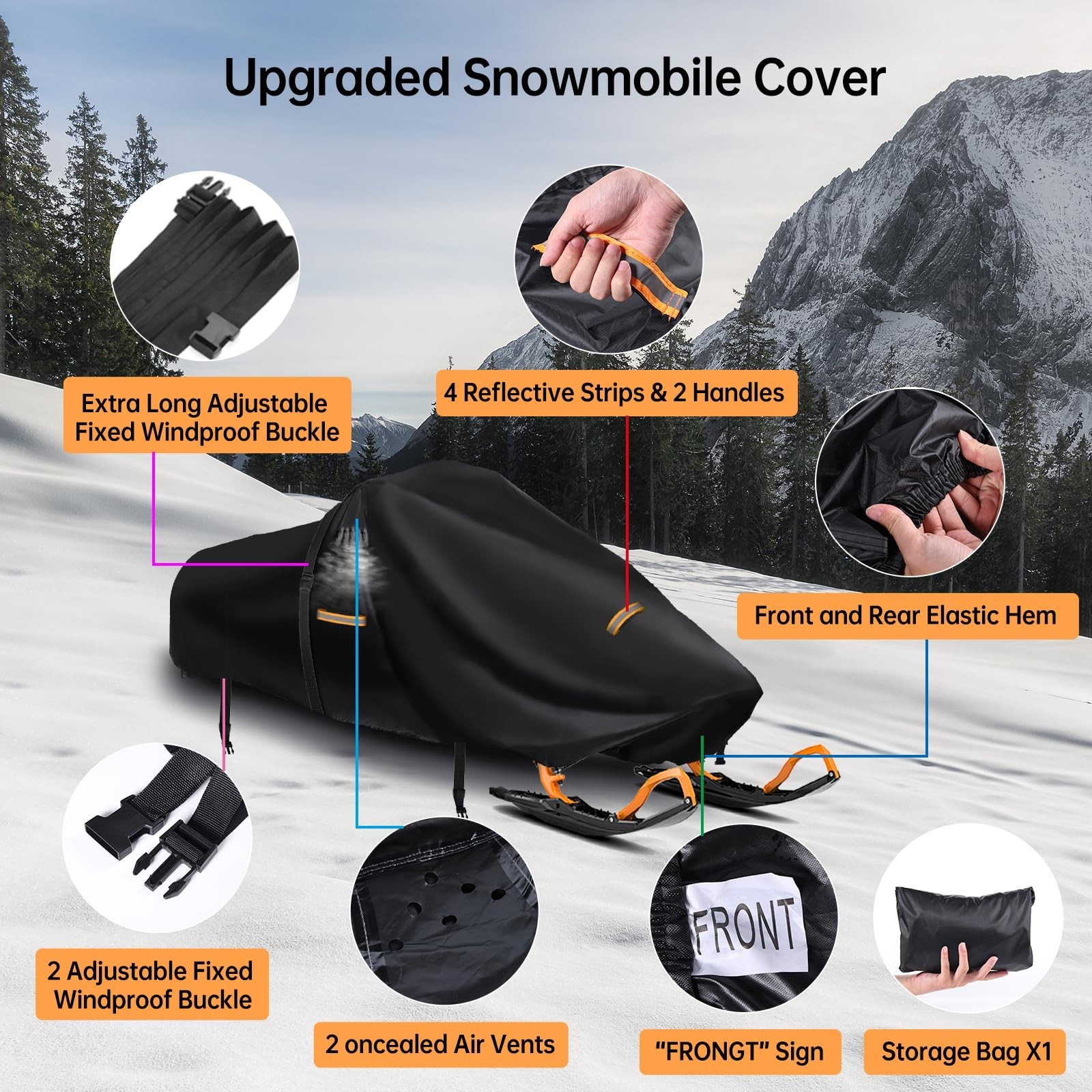 Snowmobile Cover Waterproof Outdoor,Heavy Duty 420D Oxford Fabric Polaris Sno…