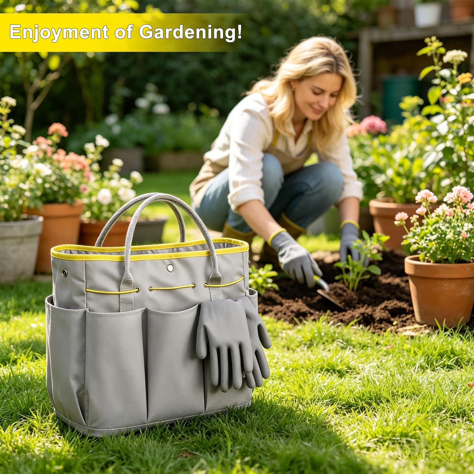 Garden Tool Set, 10 Piece Stainless Steel Heavy Duty Gardening Tool Set for D…