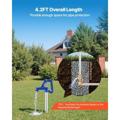 Frost Proof Yard Hydrant, 4.2FT Freeze-Proof Outdoor Faucet with 24″ Bury Depth,