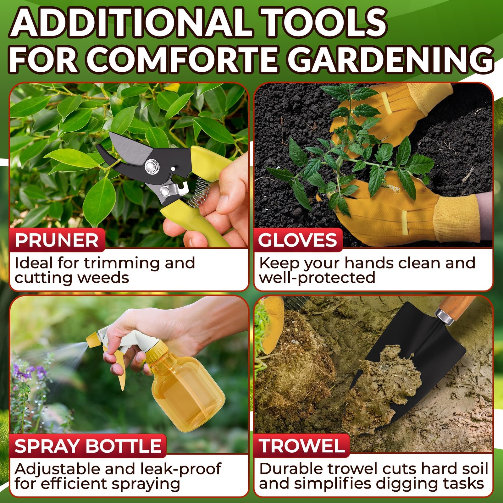 Compact Gardening Tool Set of 9 – Mini Garden Kit for
