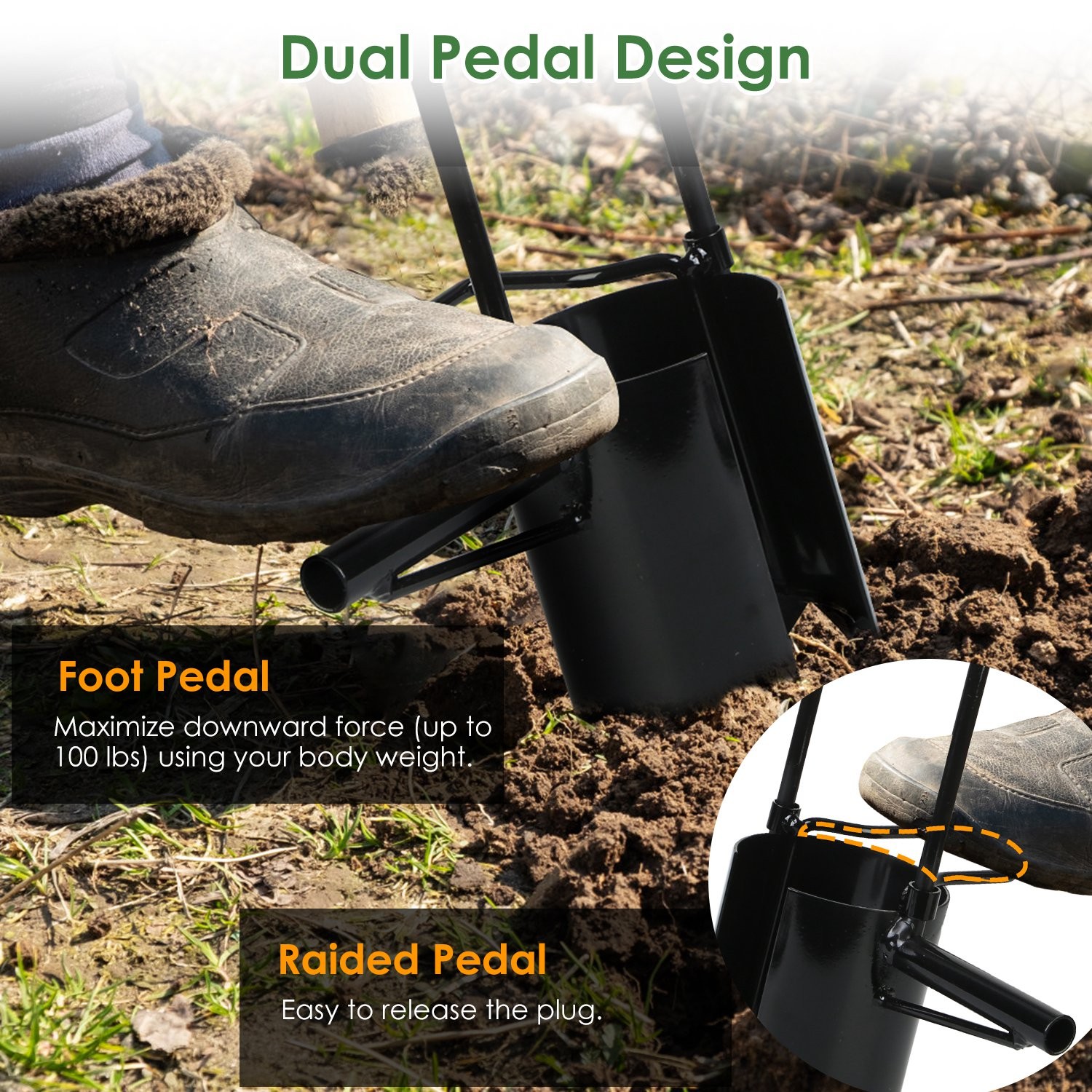 5-In-1 Bulb Planter Garden Tool Support Grass Plugger Hole Digger Soil remover