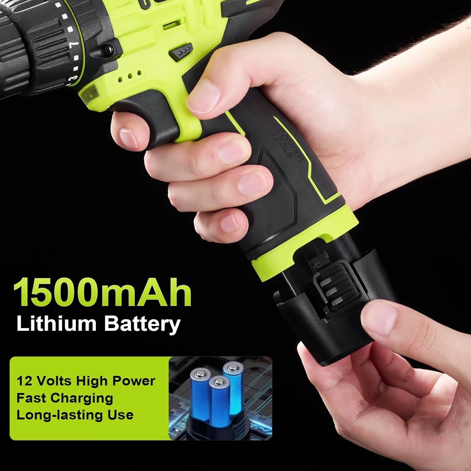 12V Cordless Drill Kit with Battery Charger 25+1 Torque 2-Speed