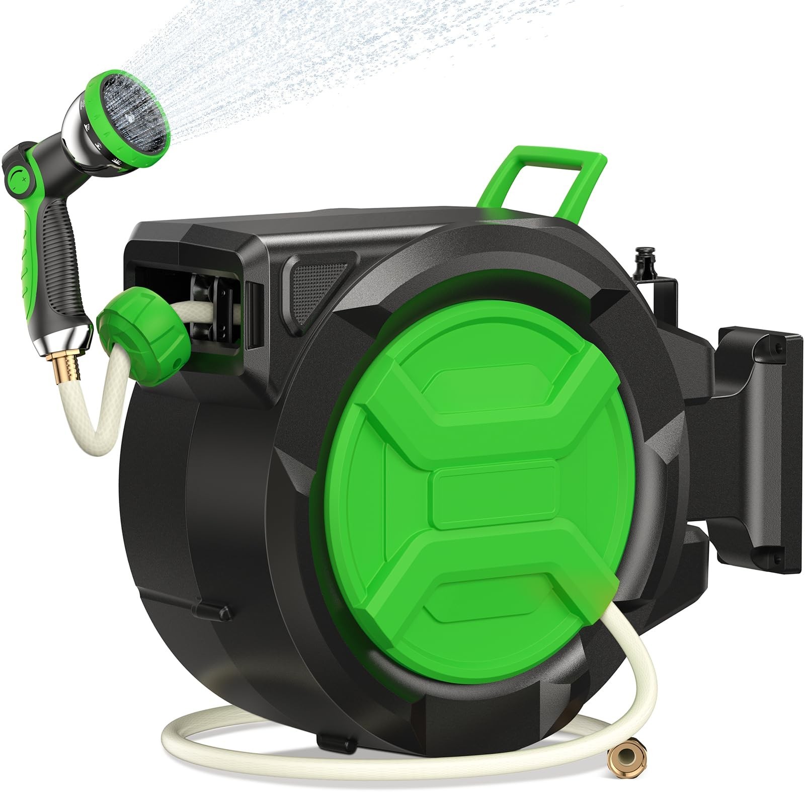 Retractable Garden Hose Reel 1/2″ x 100ft, Wall Mounted Water Hose Reel with …