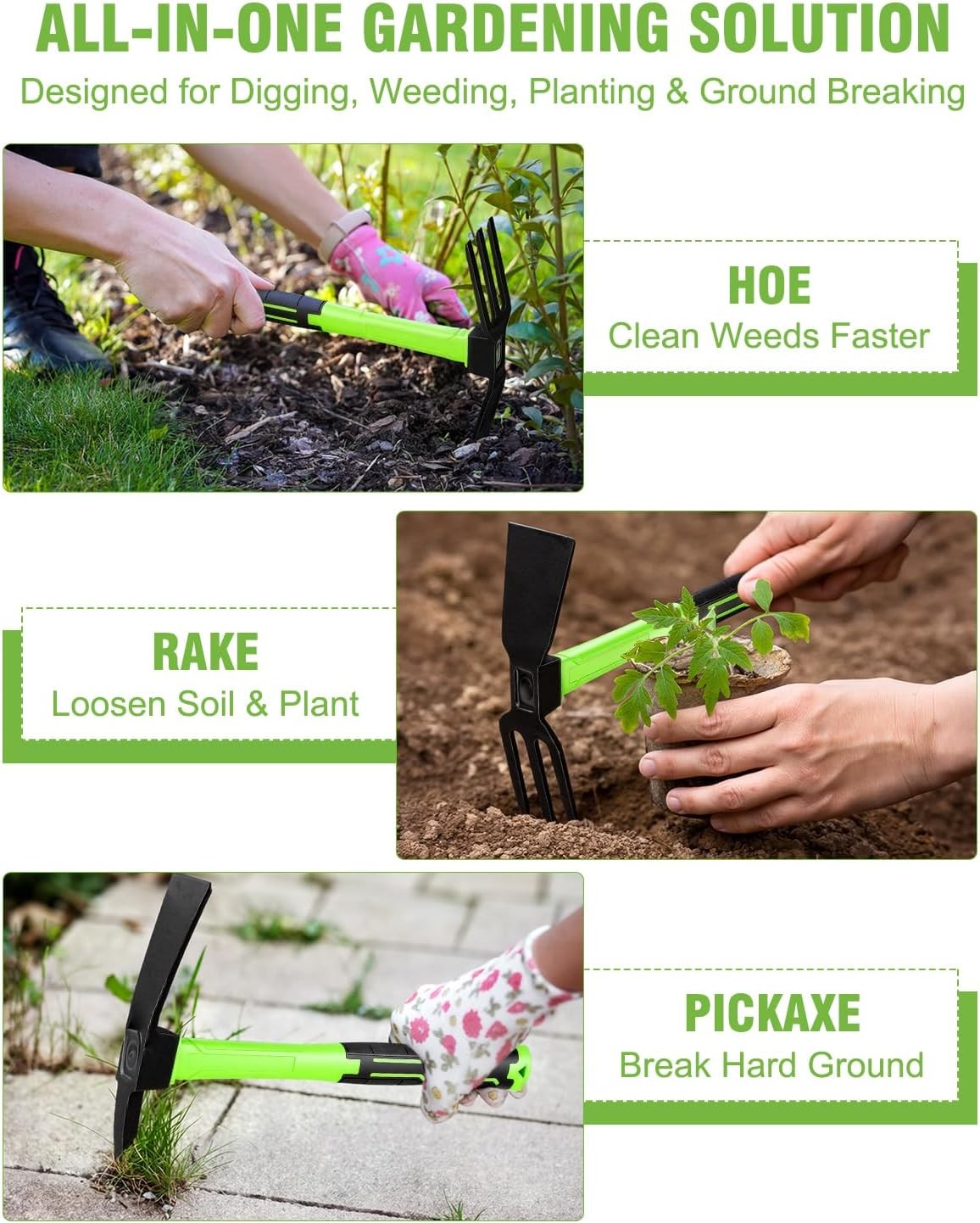 2-Piece Garden Hoe Cultivator Set 15 Inch Carbon Steel Weeding