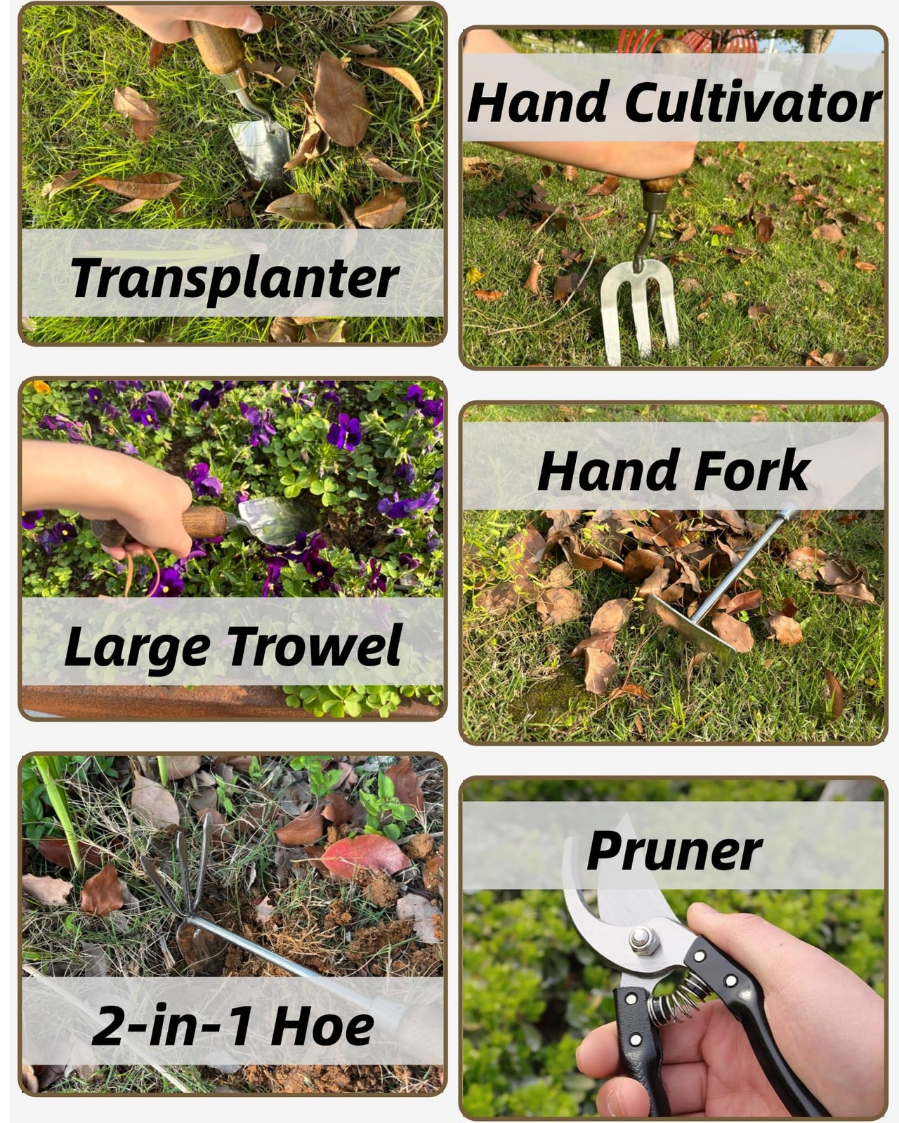 Garden Tool Set, 6PCS Heavy Duty Stainless Steel Gardening Hand Tools with Ro…