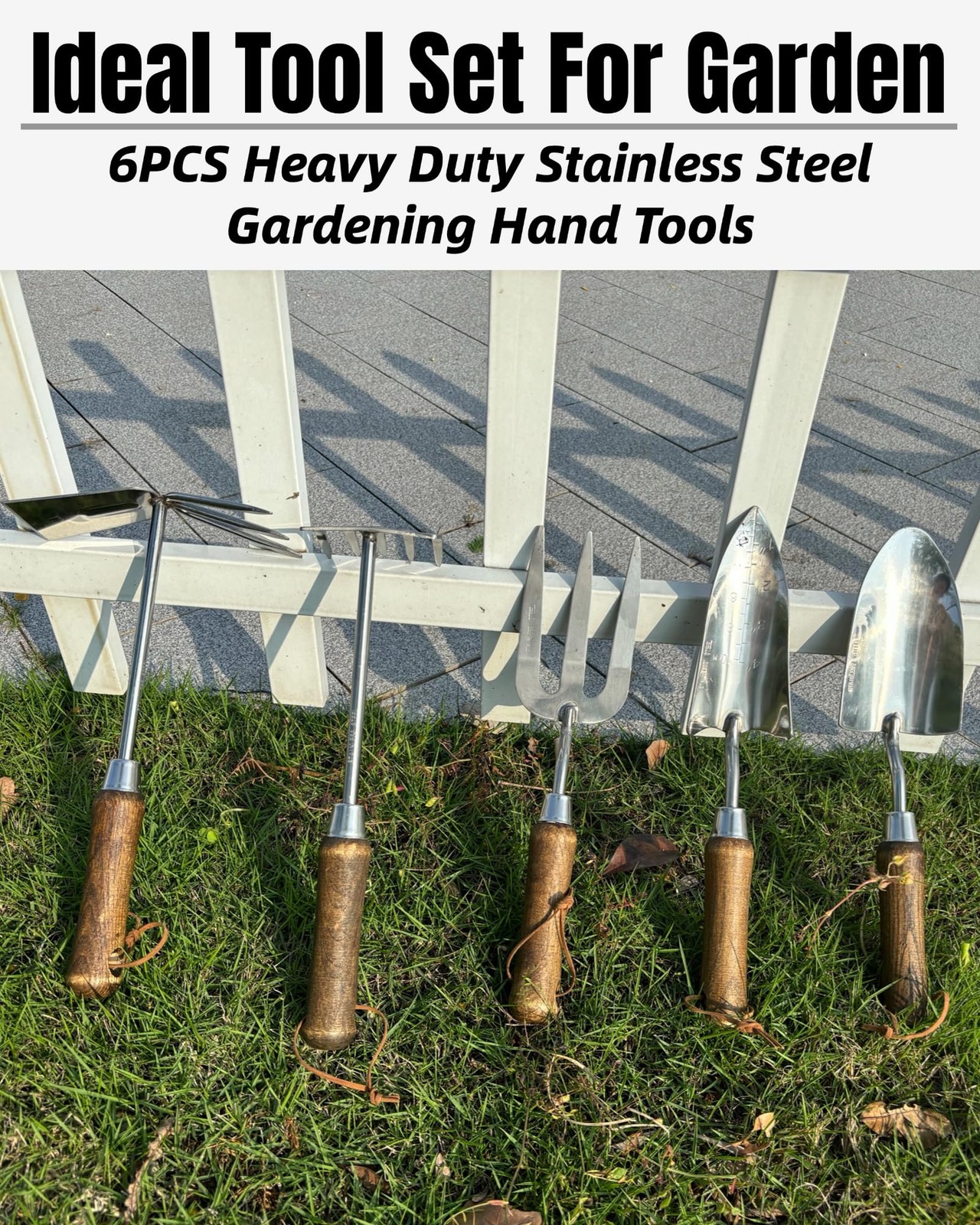 Best Garden Tool Set, 6PCS Heavy Duty Stainless Steel Gardening Hand Tools with