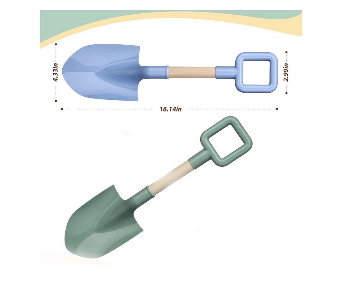 2 Piece Garden Shovel Set, Green & Blue, 16.14in, Square Handle