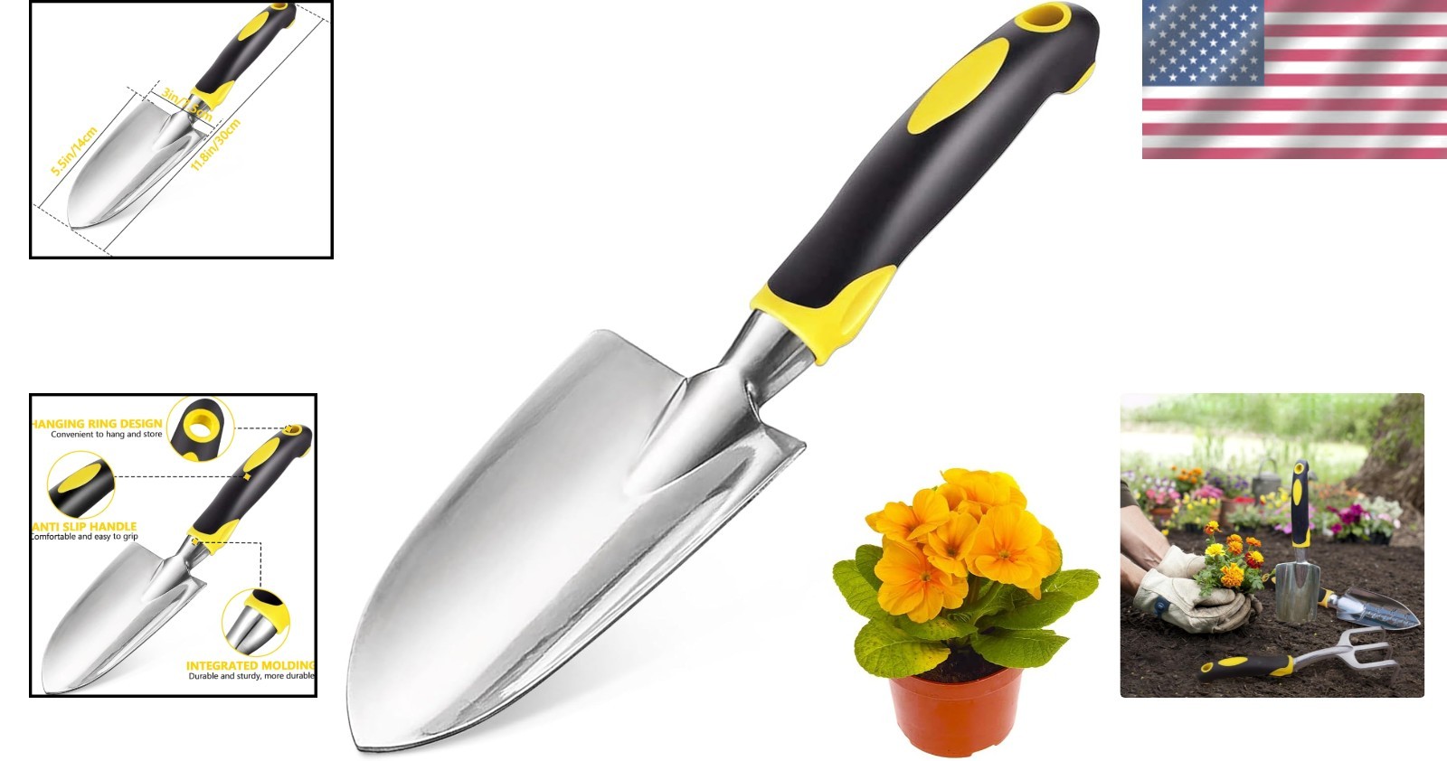 Versatile 5.5-Inch Garden Trowel – Durable, Ergonomic Design in Bright Yellow
