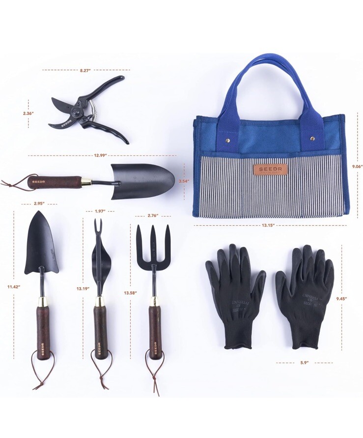 SEEDR GARDEN WORKS Outdoor Garden Tool Set Stainless Steel Gardening Set – Ga…
