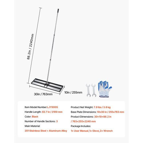 Updated Lawn Leveling Rake with Roller, 30″ x 10″ Stainless Steel Lawn Leveler w