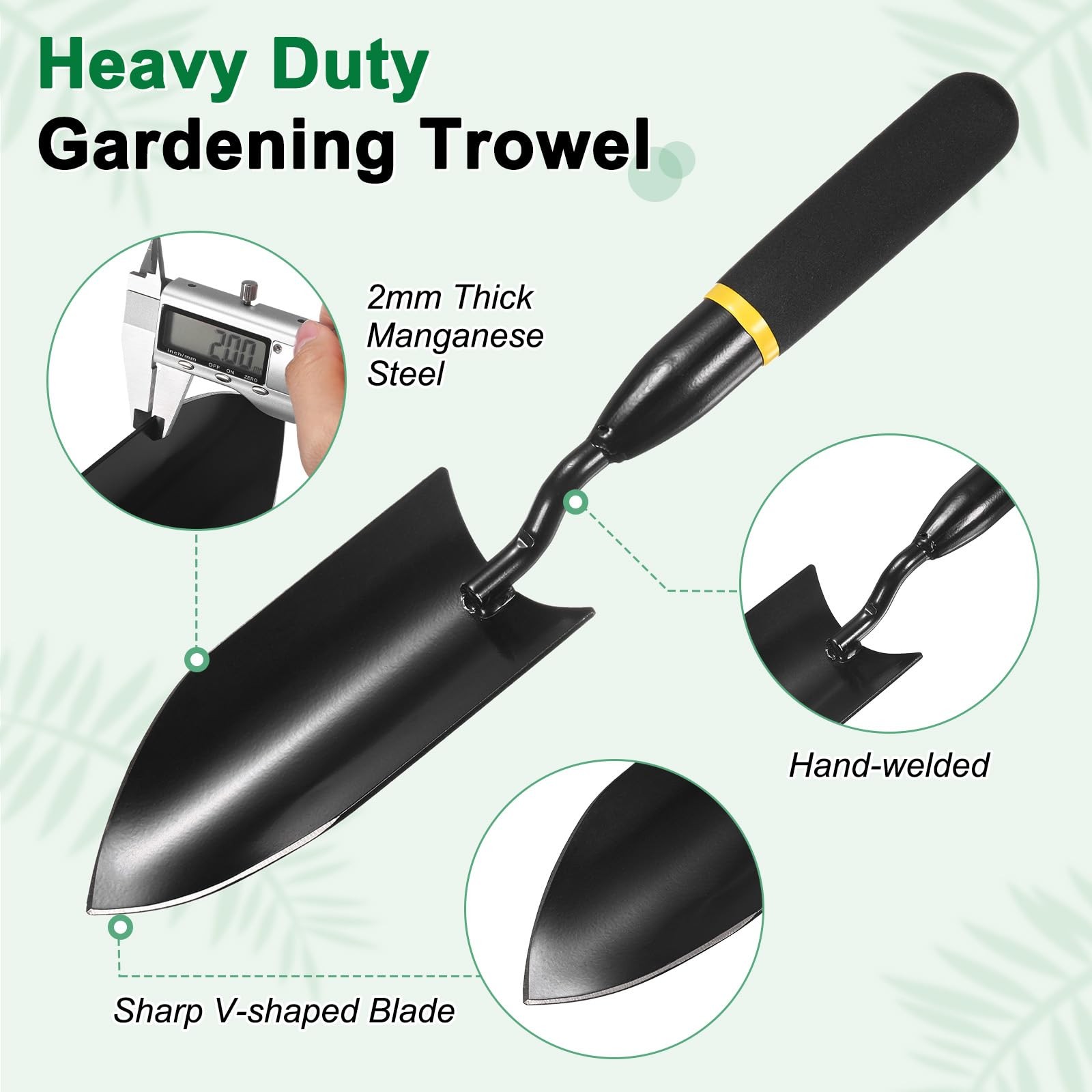 12 Inch Gardening Trowel Manganese Steel Hand Shovel Rubber Handle Digging