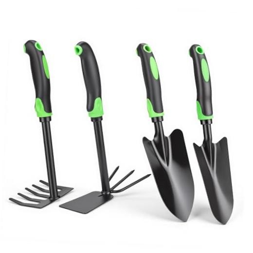 4-Piece Garden Tool Set, Heavy Duty Gardening Hand Tools with Soft Rubber