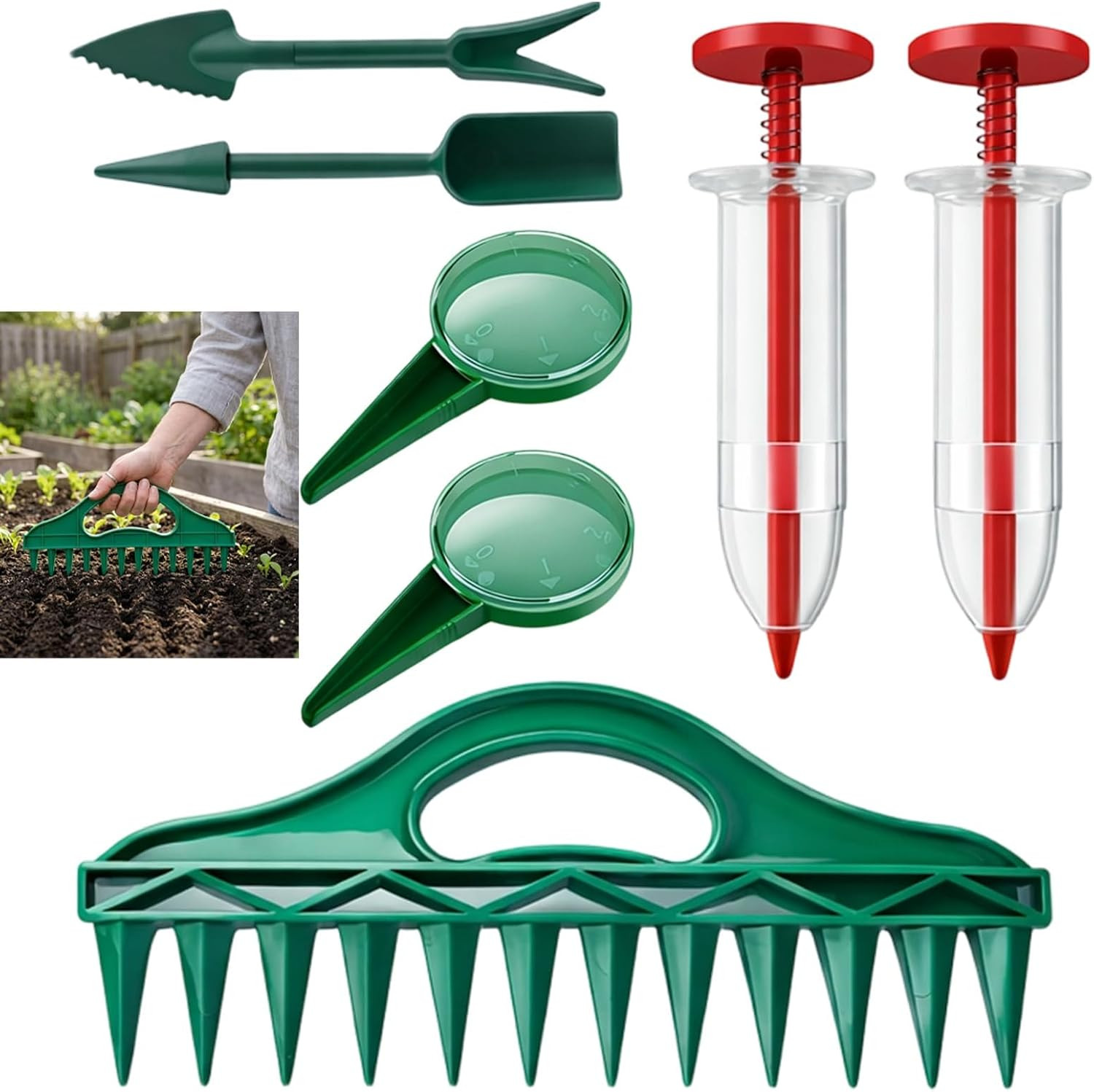 7-Piece 10Inch Seed Spacing Set, Seed Planter Tool, Handheld Gardening Tool with
