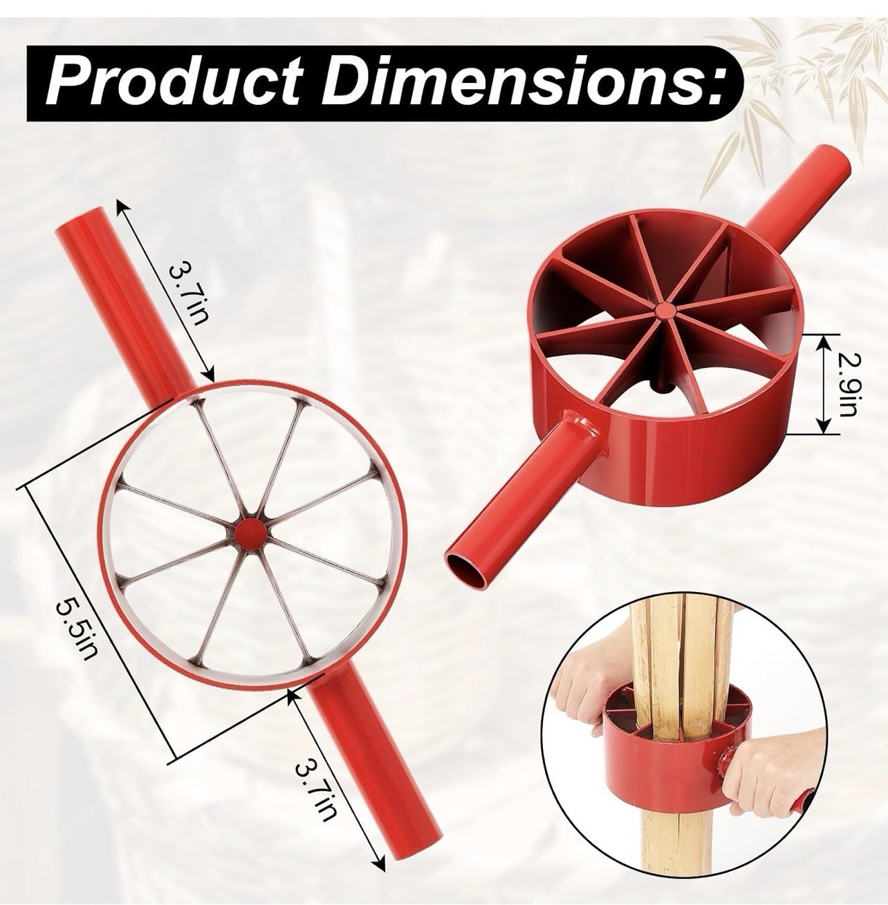 8 Cut Bamboo Splitter 5.5 Inch Bamboo Split Steel Manual Dividing Splitting Tool