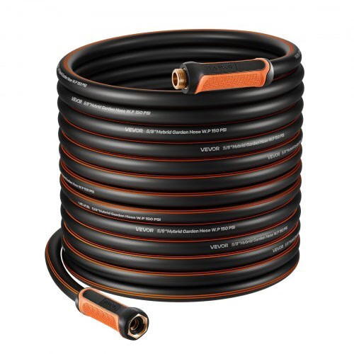Garden Hose, 100 ft 5/8″ Heavy Duty 4-Layer Rubber Water Hose, 150PSI Working &