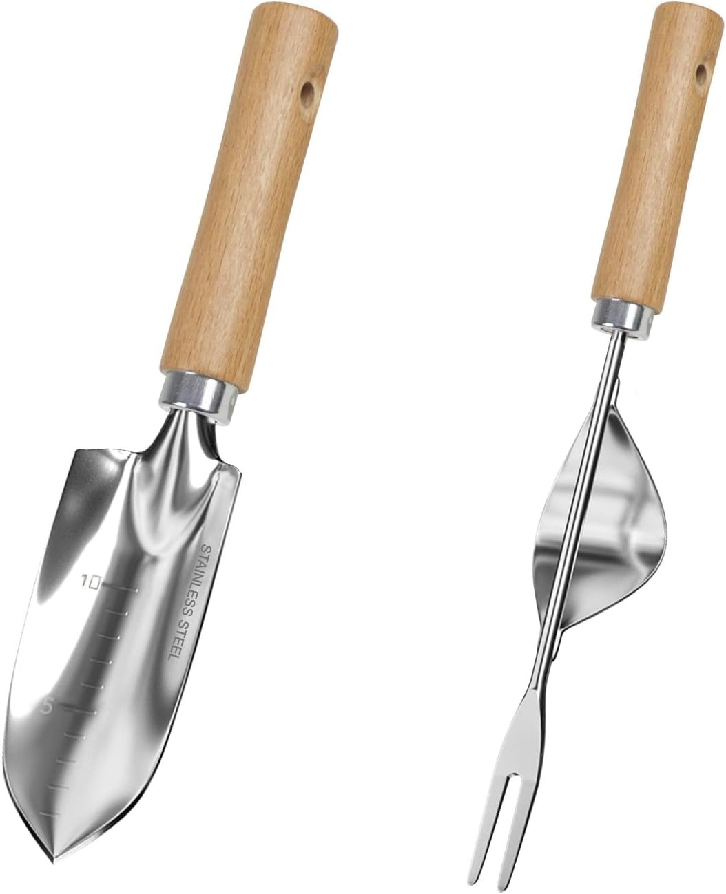 Garden Tool Set 2PCS Stainless Steel Hand Tools Wooden Handle Gardening Kit Gift