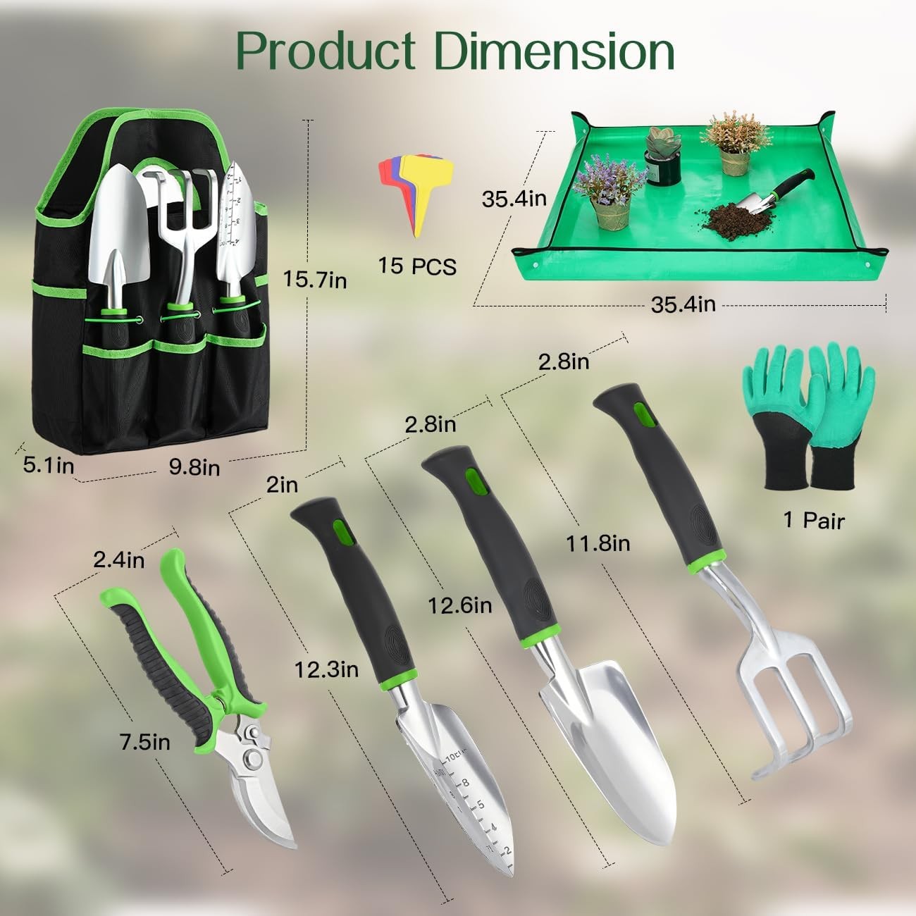 Gardening Tools Set 8PCS Heavy Duty Aluminum Alloy with Storage Bag
