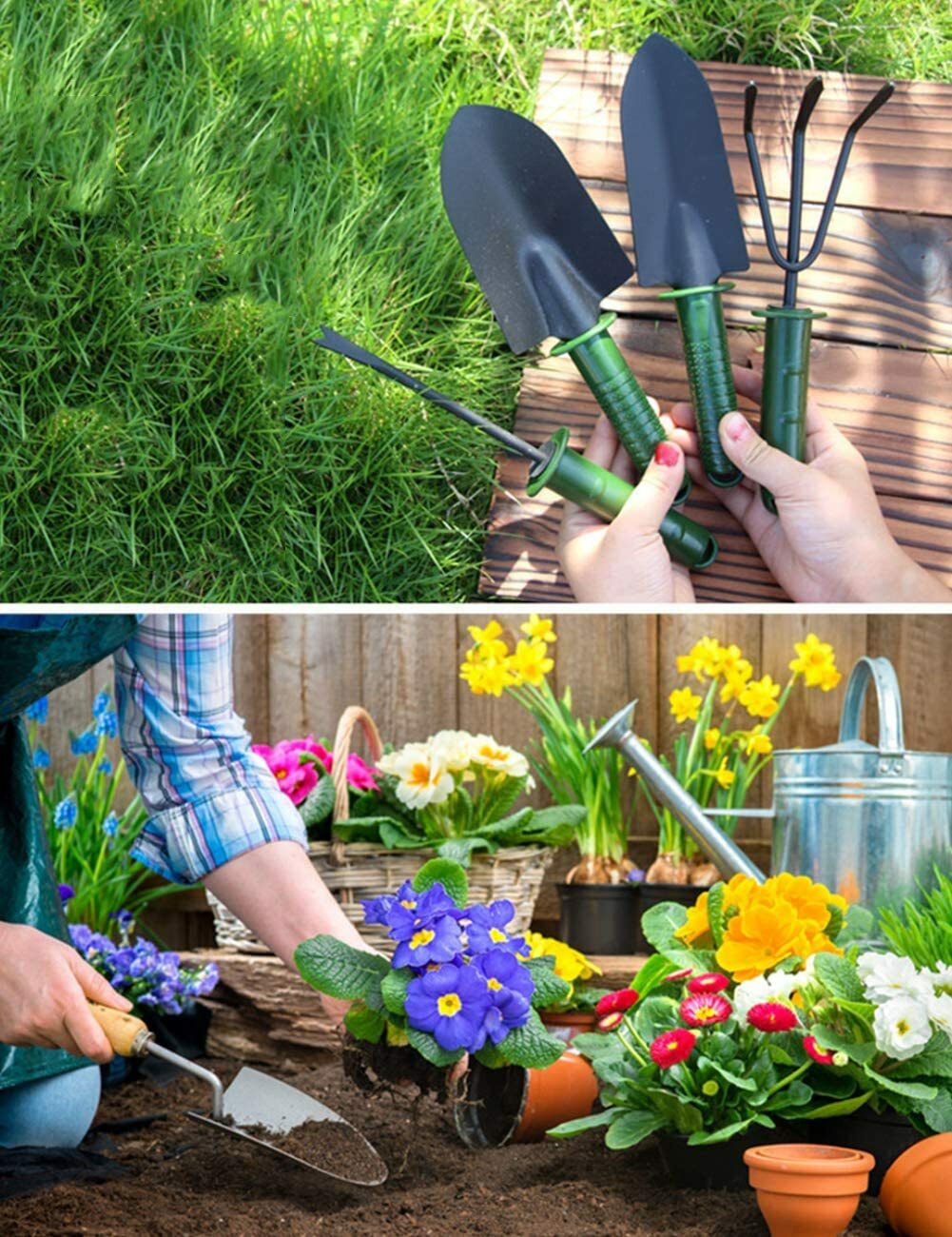 4pcs Garden Tools Set Trowel Rake Shovel Heavy Duty Metal Outdoor Ergonomic