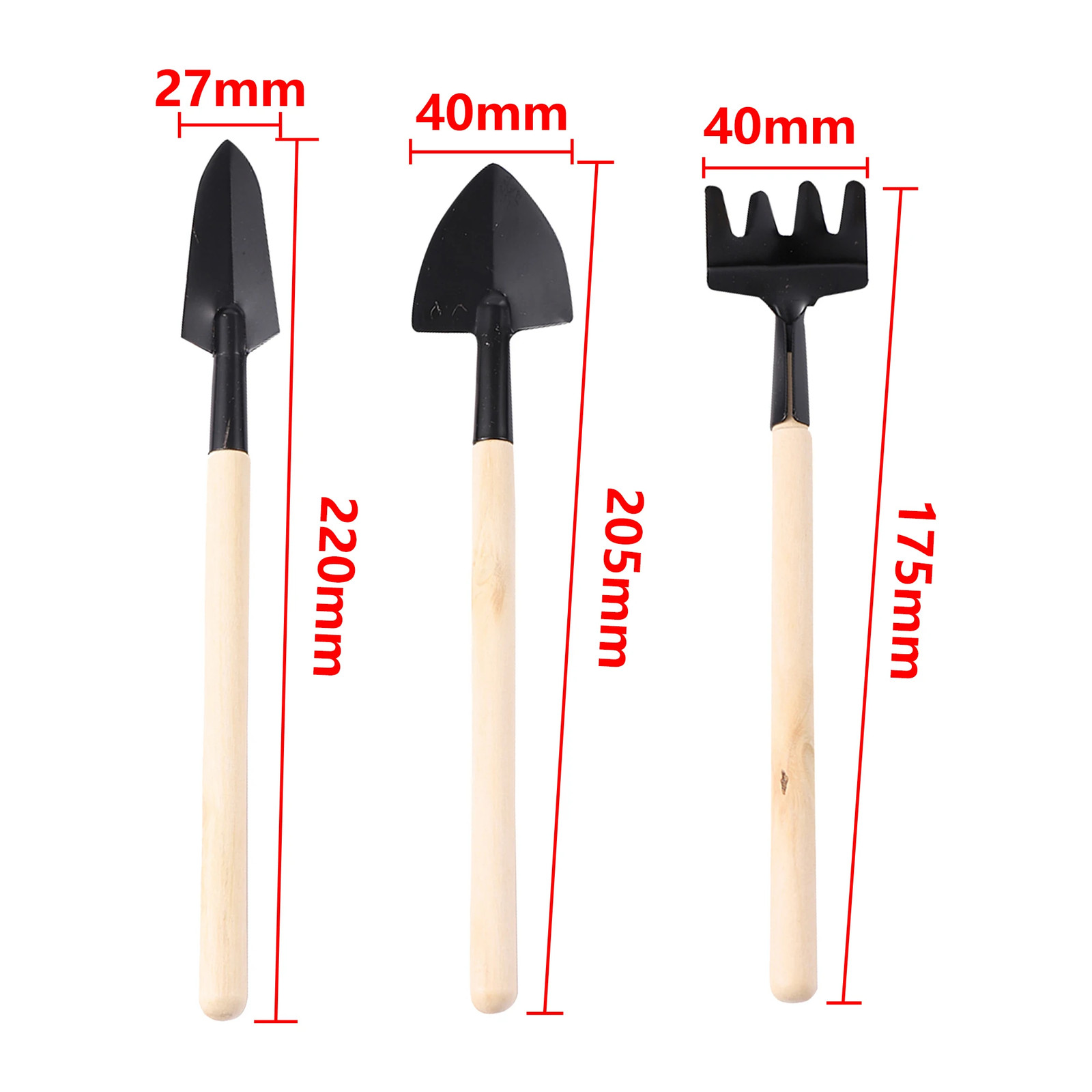 Mini Garden Tool Set – 3 Pcs Shovel Rake Spade for Plant Care and Weeding