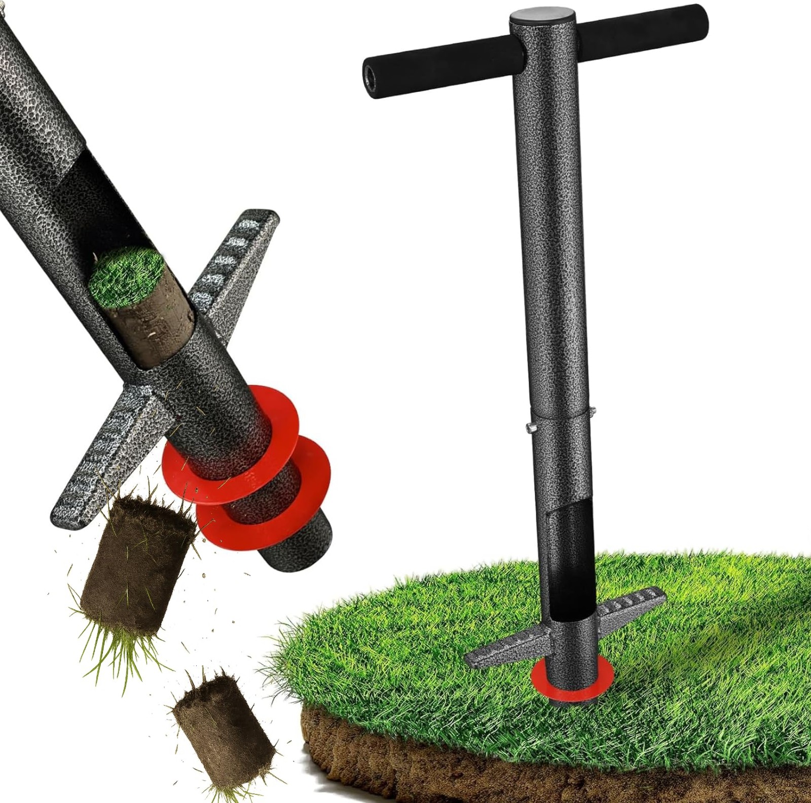 Bulb Planter Tool 34″ Long Handle Sod Plugger Lawn Digger,Auto Plug Eject,He…